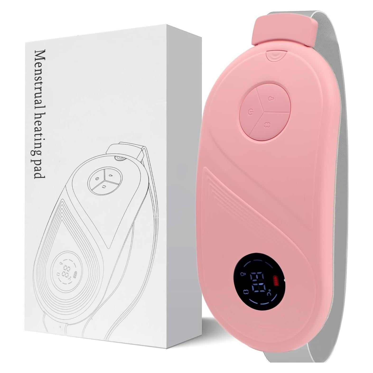 Almohadilla Calentadora Portátil UHFaFi Rosa, Alivio Dolor Menstrual