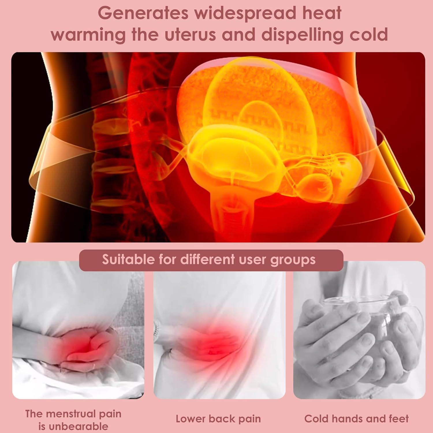 Almohadilla Calentadora Portátil UHFaFi Rosa, Alivio Dolor Menstrual