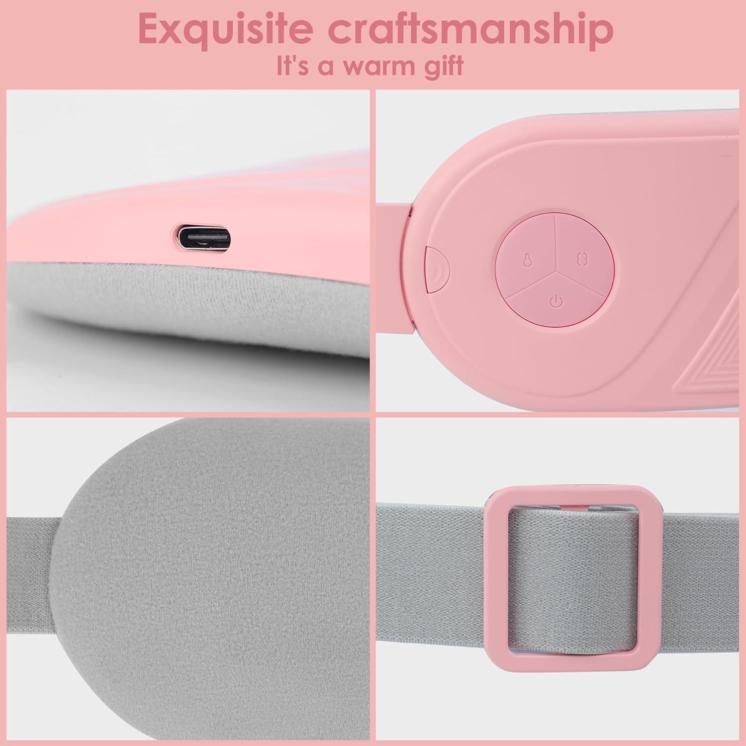 Almohadilla Calentadora Portátil UHFaFi Rosa, Alivio Dolor Menstrual