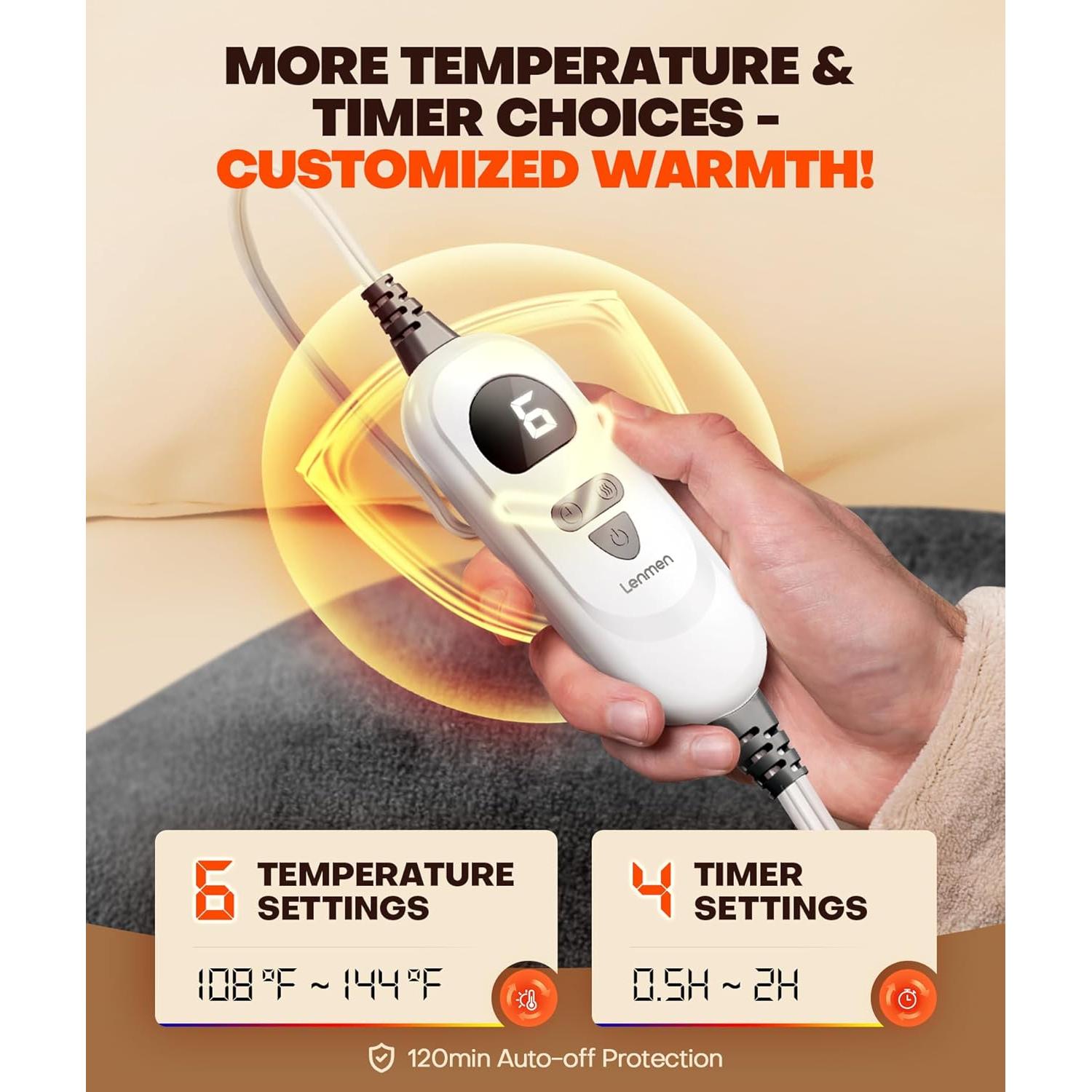 Almohadilla Térmica Lenmen HP006 con Grafeno, 6 Niveles Calor