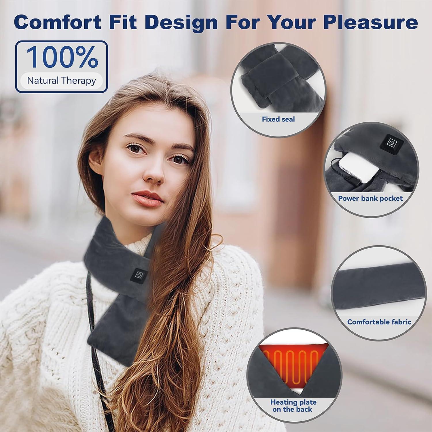 Bufanda Calentada QOTOLY con Batería 5000mAh, 3 Modos de Calor