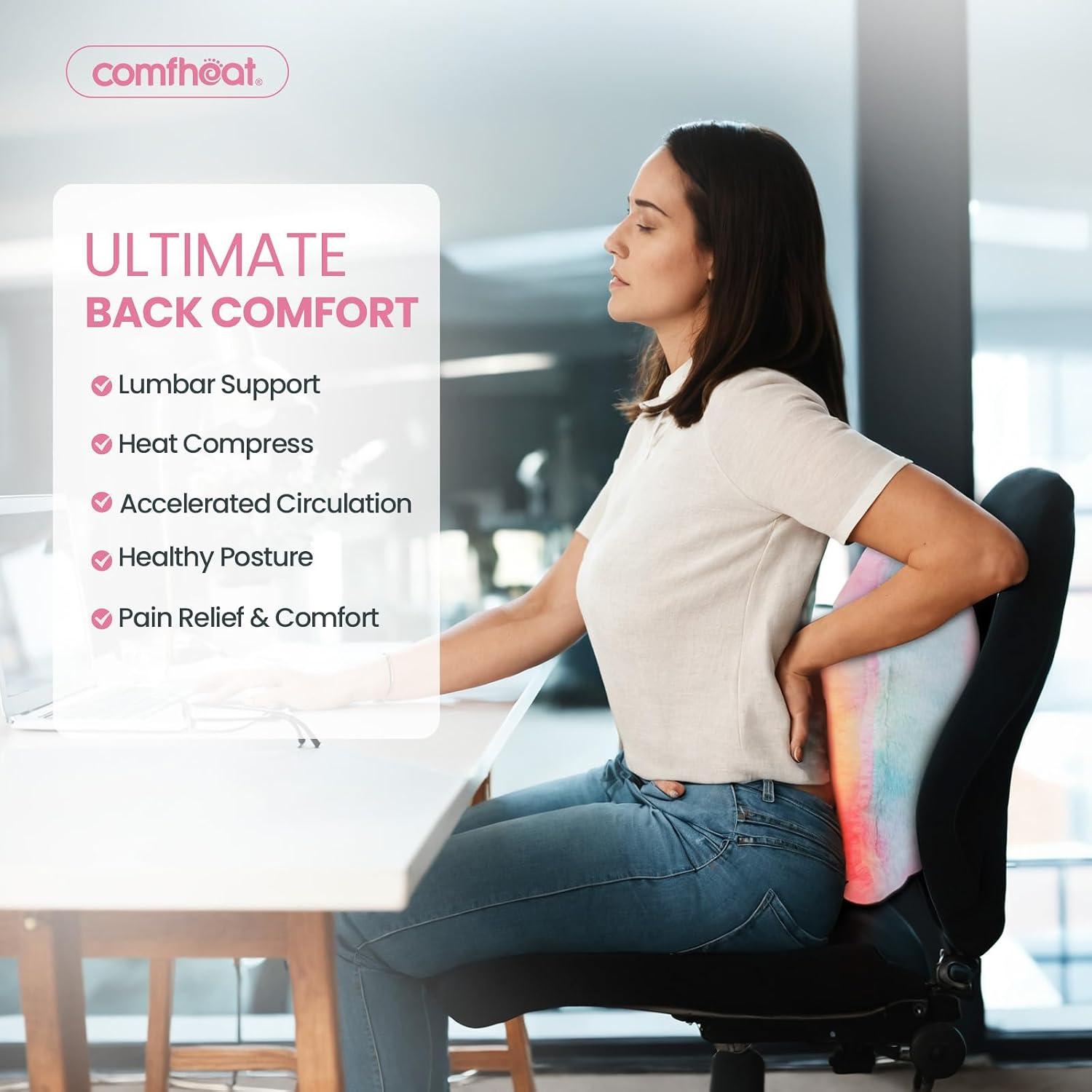 Almohada Calentada Comfheat Soporte Lumbar Recargable 40x40cm
