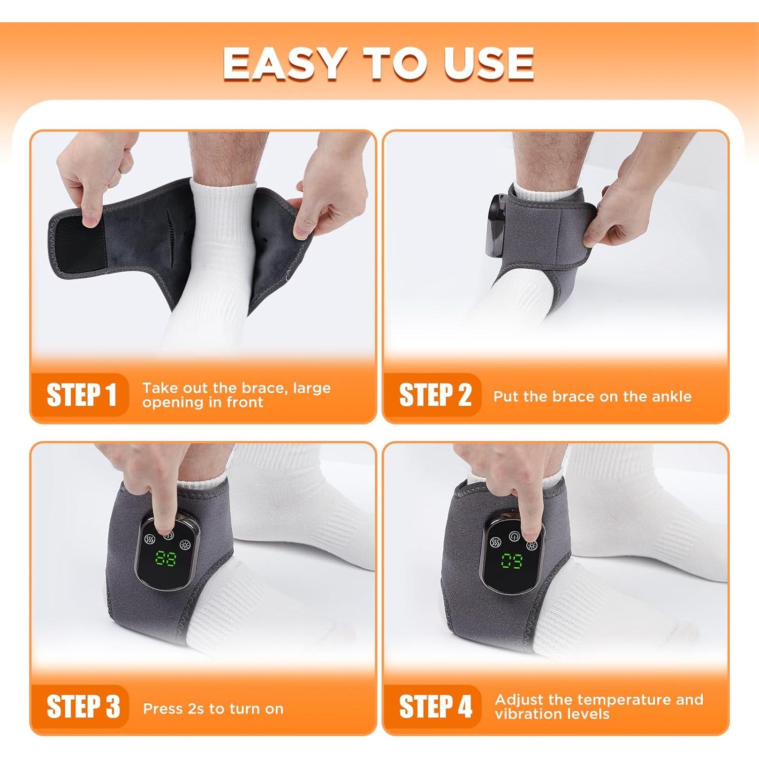 Masajeador de Tobillo Inalámbrico EDIFOLLY con Calor y Vibración