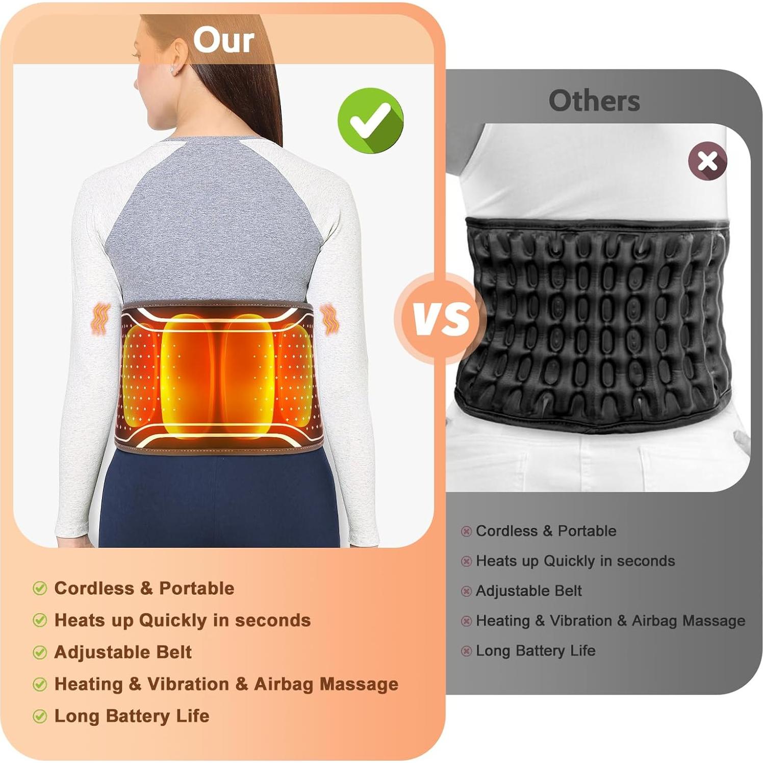 Masajeador de espalda calefactable inalámbrico Yincook 3 niveles