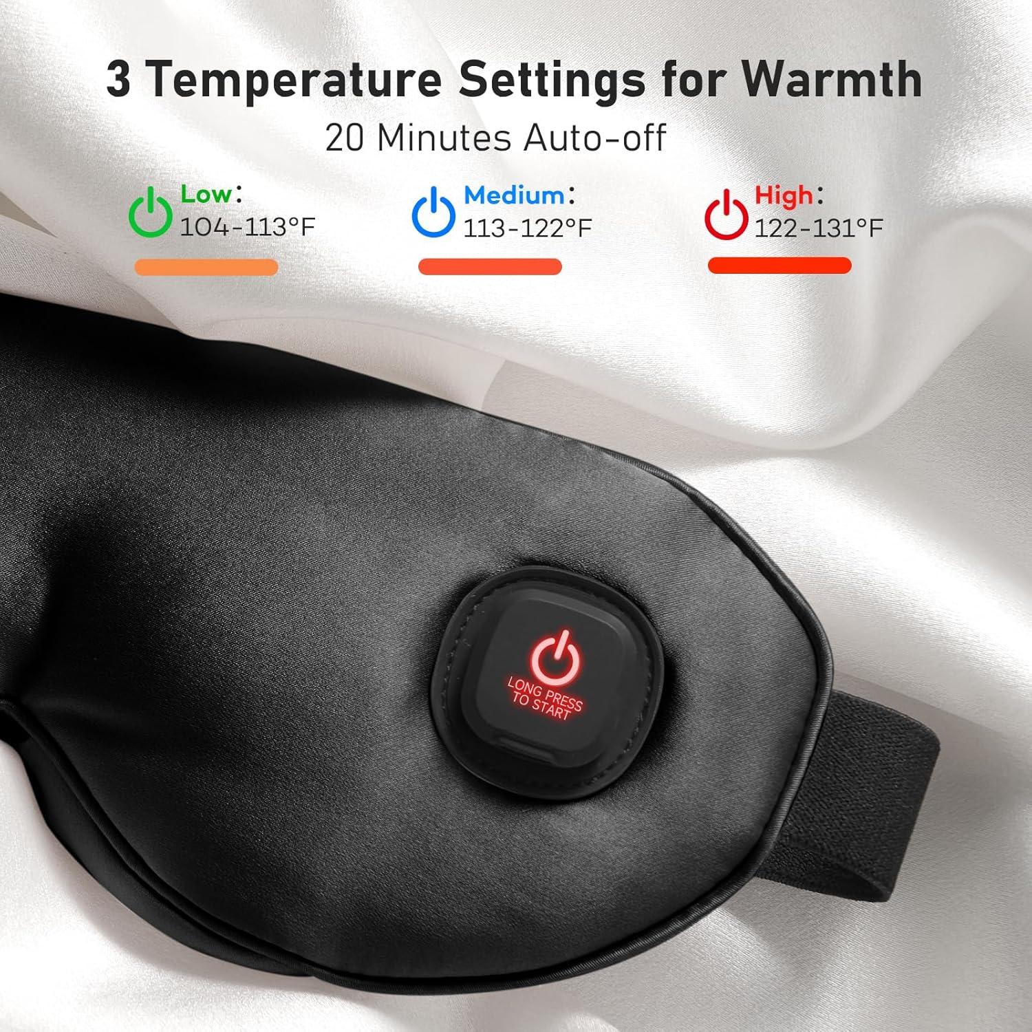 Mascarilla Térmica para Ojos LitBear, Seda, Sin Cable, Negro