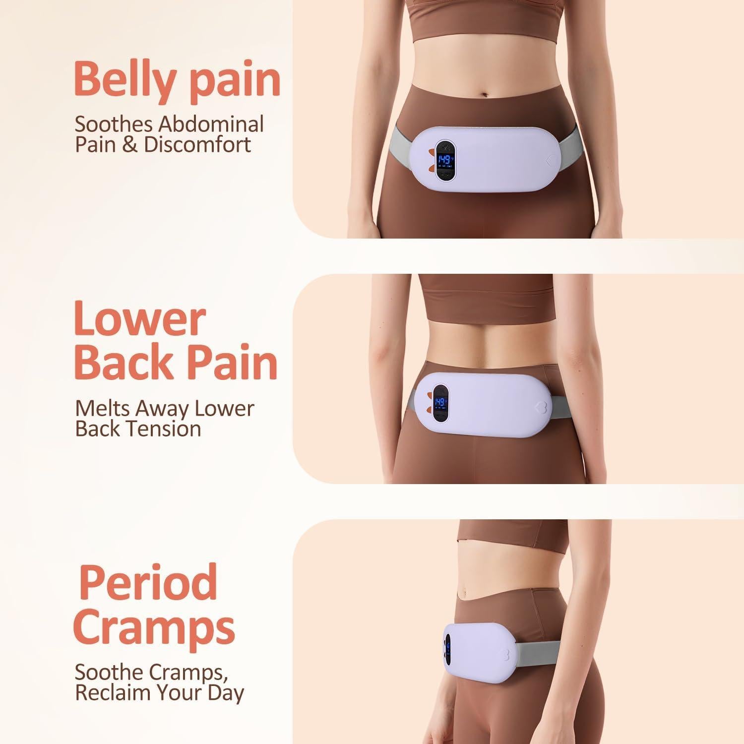 Almohadilla Calefactora Inalámbrica Worxvell para Calambres Menstruales - 6 Niveles de Calor y Masaje