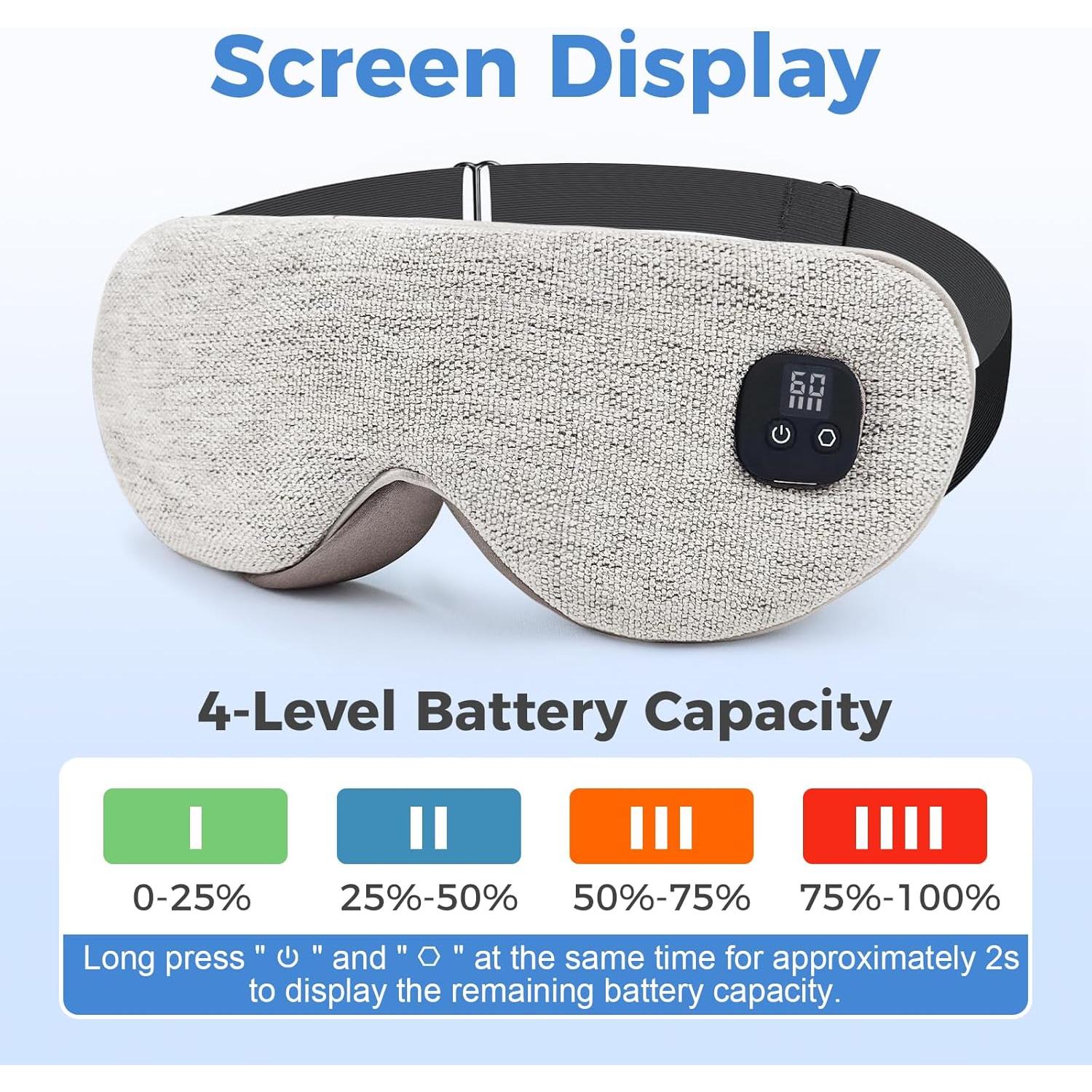 Máscara de Ojos Calentada Auccipal con 2 Fundas y 4 Temperaturas