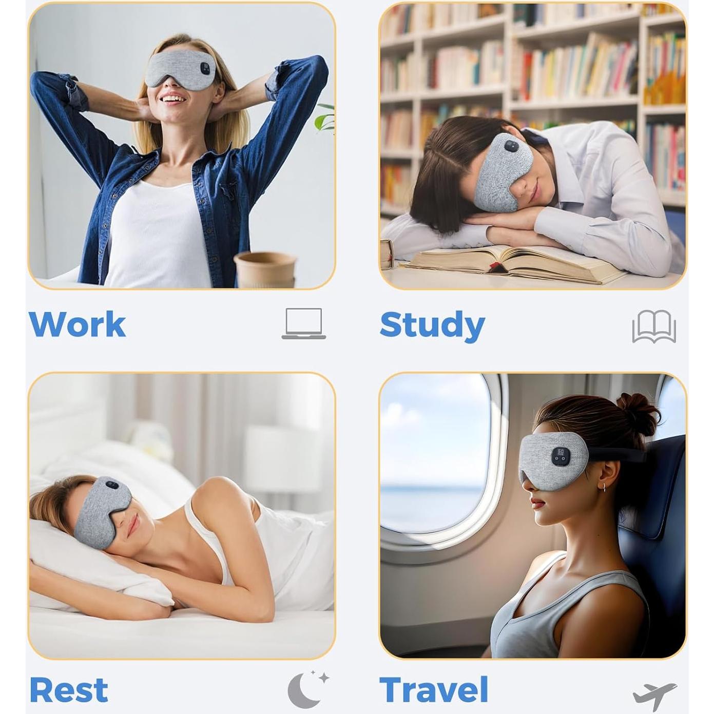 Máscara de Ojos Calentada Auccipal con 2 Fundas y 4 Temperaturas