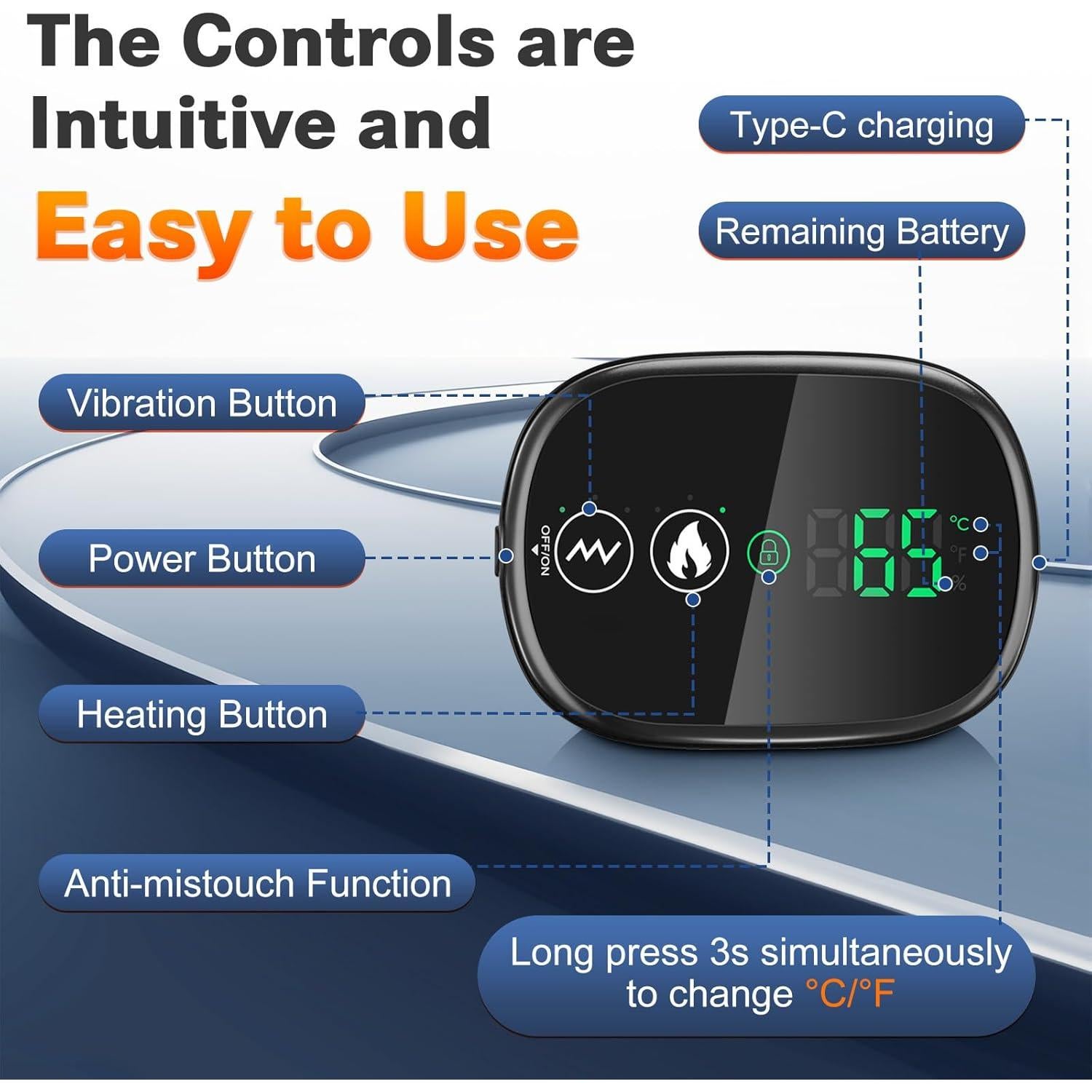 Faja Calentada Inalámbrica ROHVEMJ para Rodilla 5000mAh