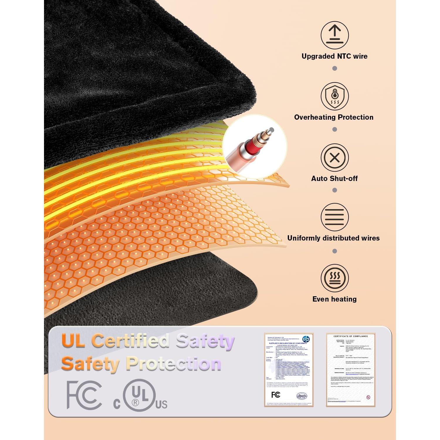 Almohadilla Calefactora Eléctrica LANVA 61x84cm 6 Niveles Calor