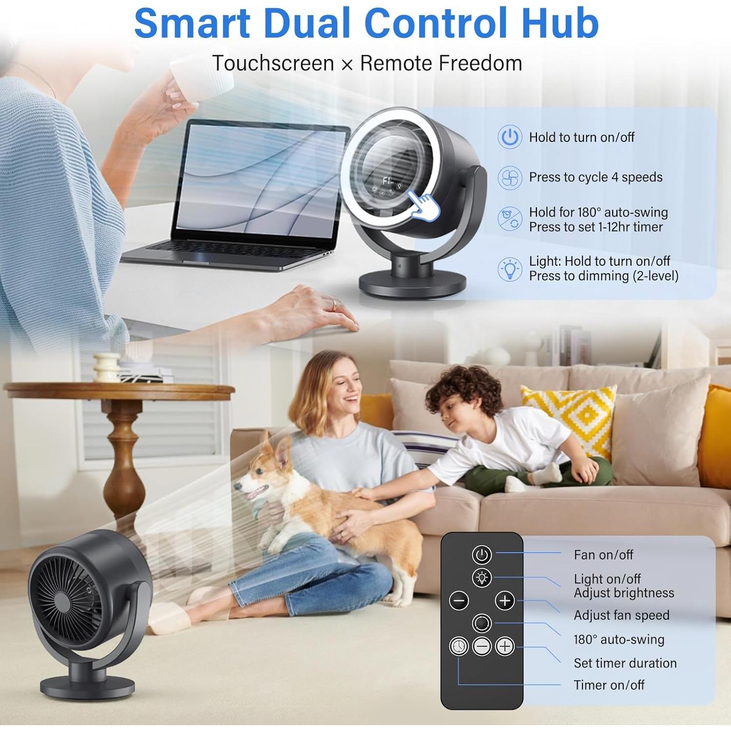 Ventilador de Escritorio Recargable Maoligo F168 10" Gris