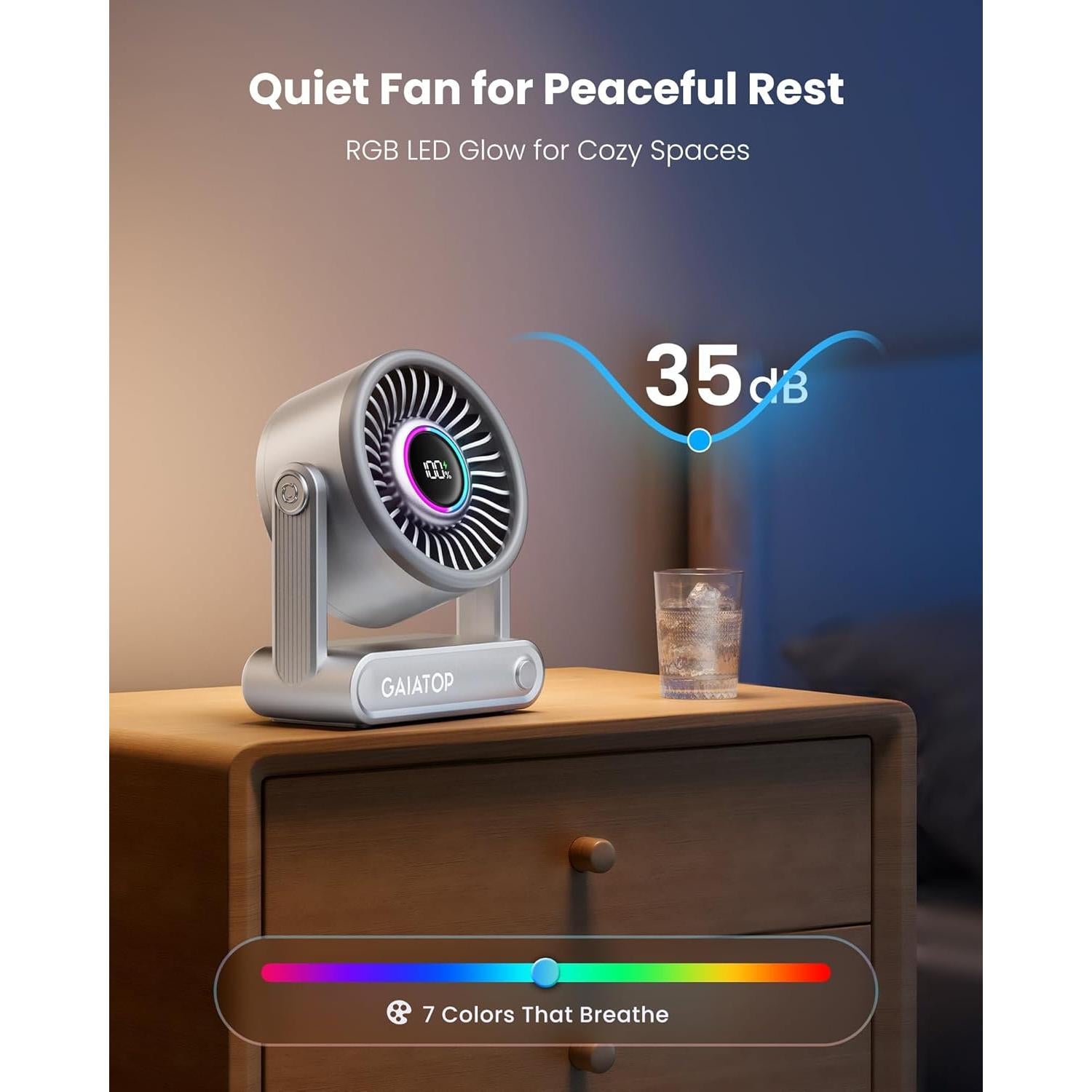 Ventilador de Escritorio Gaiatop Portátil 6000mAh 5 Velocidades