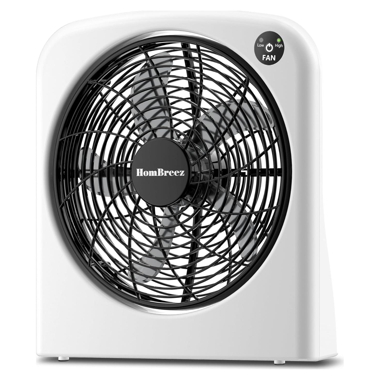 Ventilador de Mesa HomBreez 10" Blanco, USB-C y Batería, 2 Velocidades