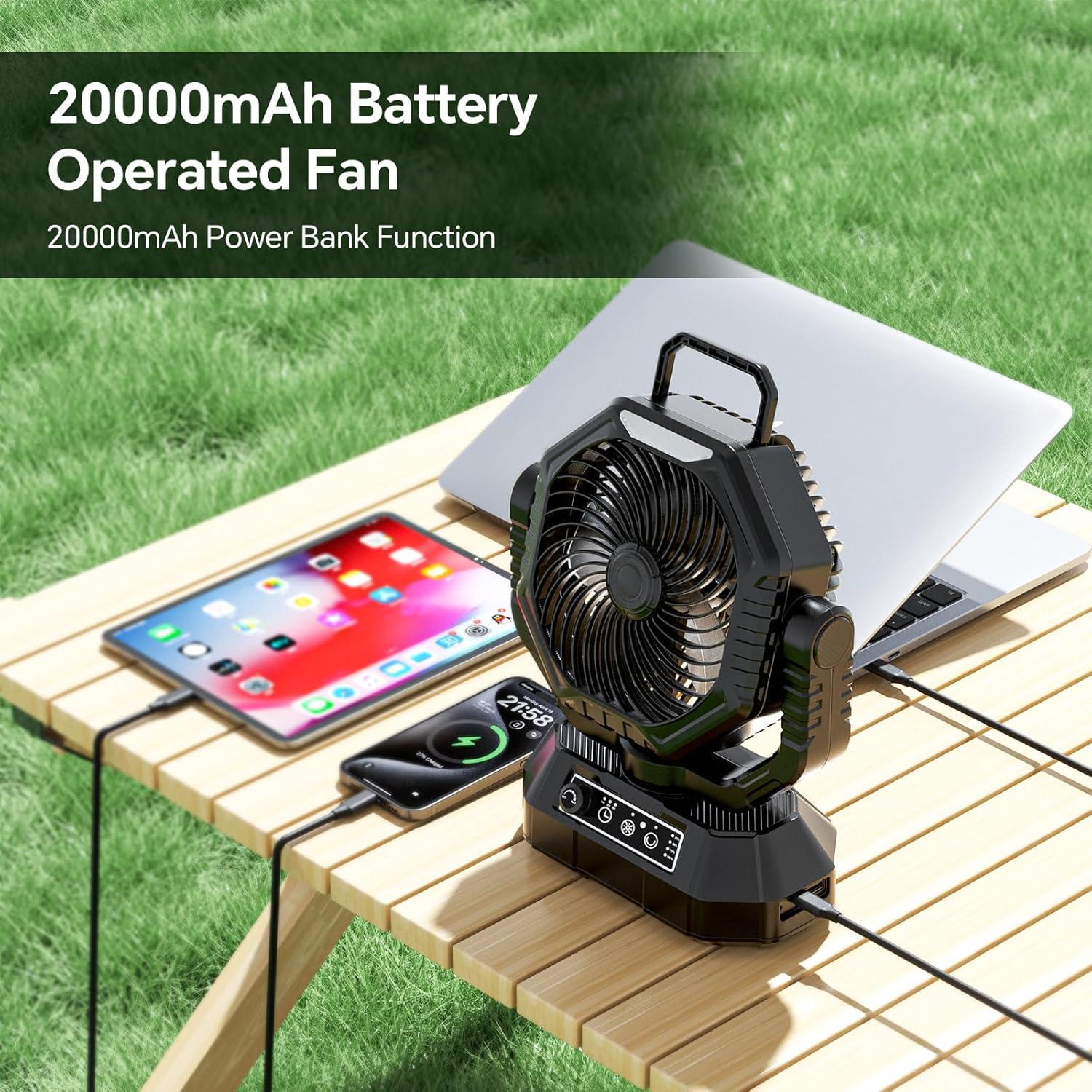 Ventilador Recargable AJVV TT-15 20000mAh Portátil Negro