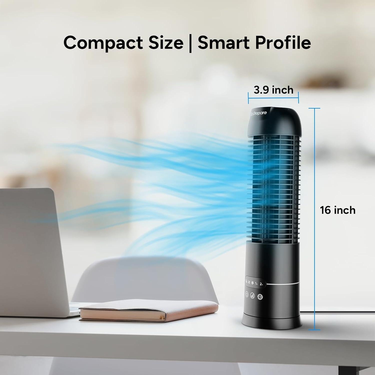 Ventilador de Torre DR.PREPARE 16" Oscilante 70° 3 Velocidades