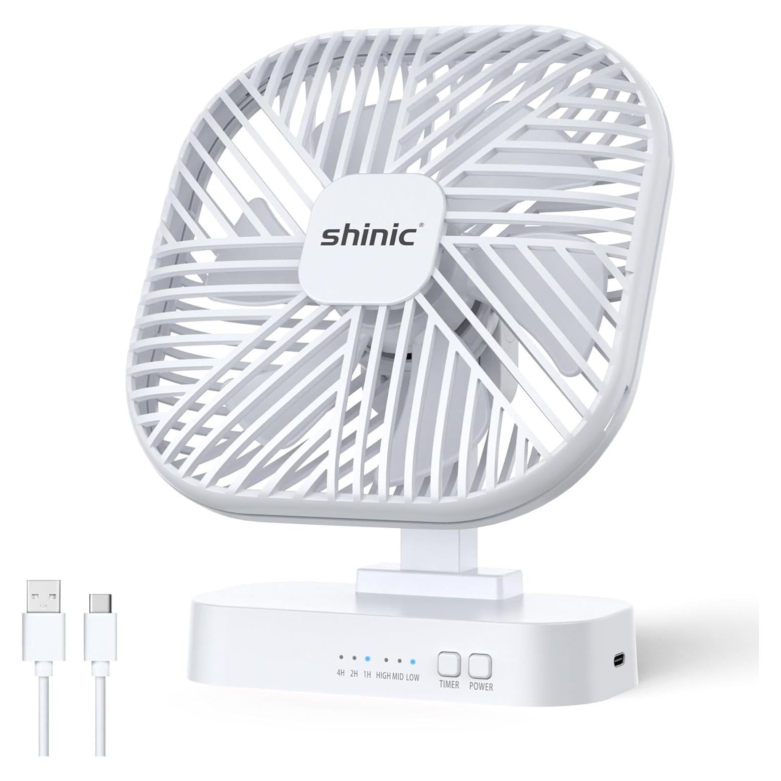 Ventilador de Batería Shinic 12.7 cm Ultra Silencioso Blanco