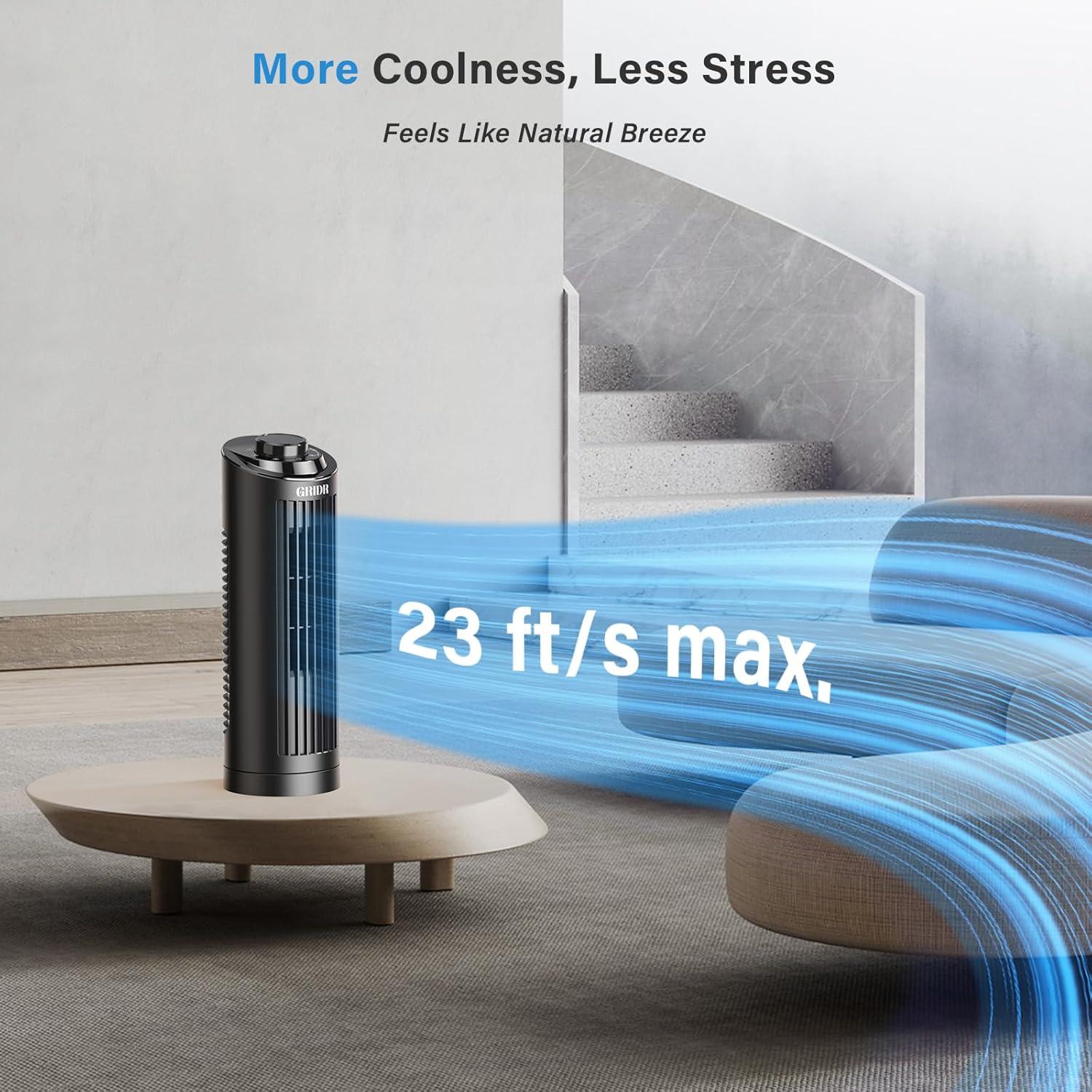 Ventilador de Torre Sin Aspas GRIDR FTS006R 33cm Oscilante