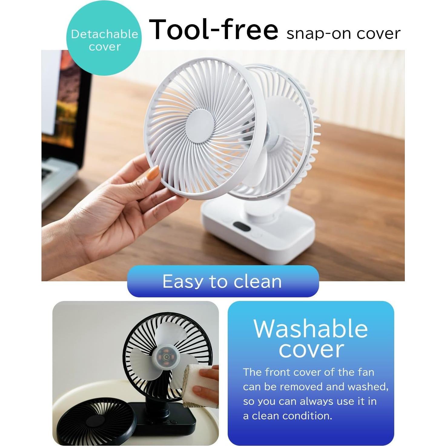 Ventilador de Escritorio HIKALION D606Y-B Oscilante Recargable