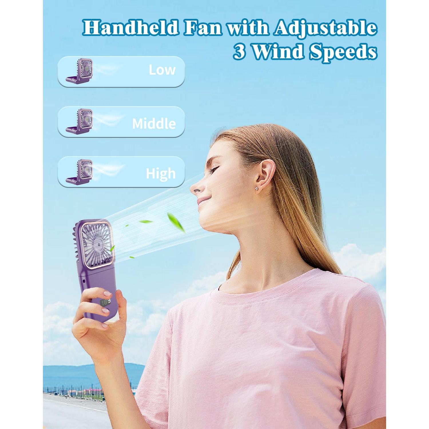 Ventilador Portátil Recargable AJGJF Mini 3 Velocidades 180°