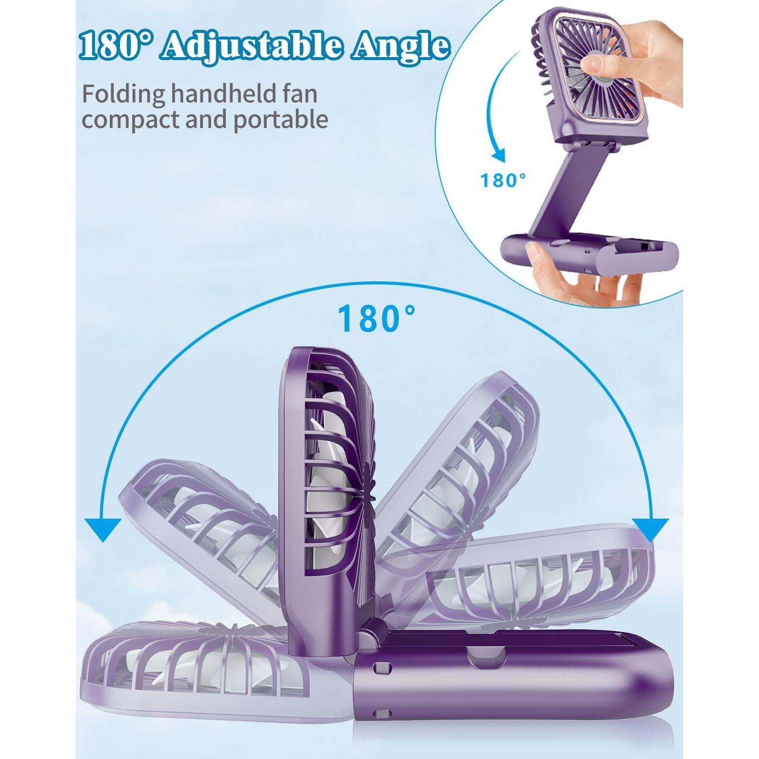 Ventilador Portátil Recargable AJGJF Mini 3 Velocidades 180°