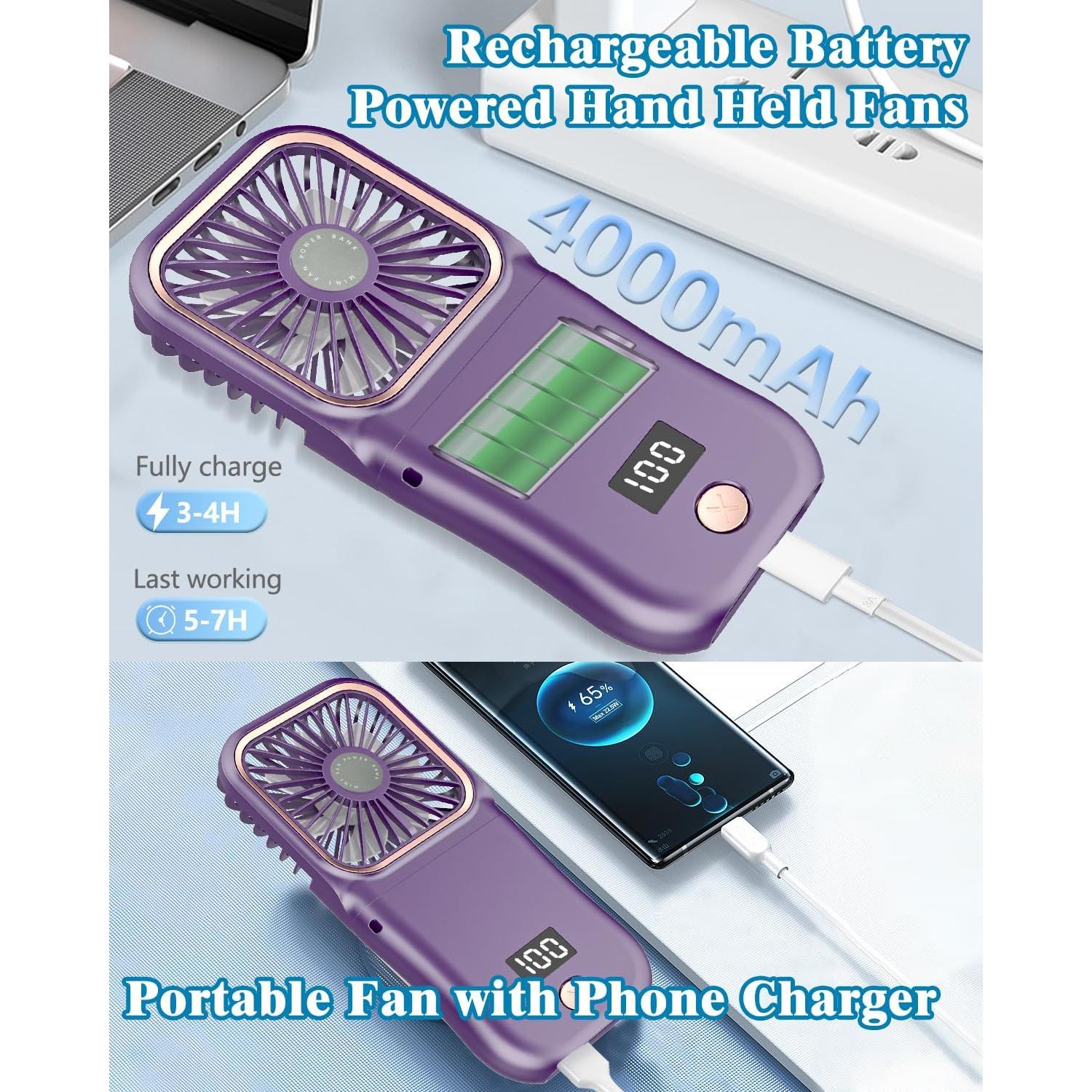 Ventilador Portátil Recargable AJGJF Mini 3 Velocidades 180°