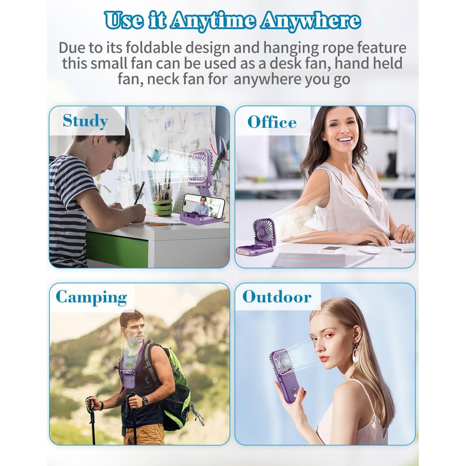 Ventilador Portátil Recargable AJGJF Mini 3 Velocidades 180°