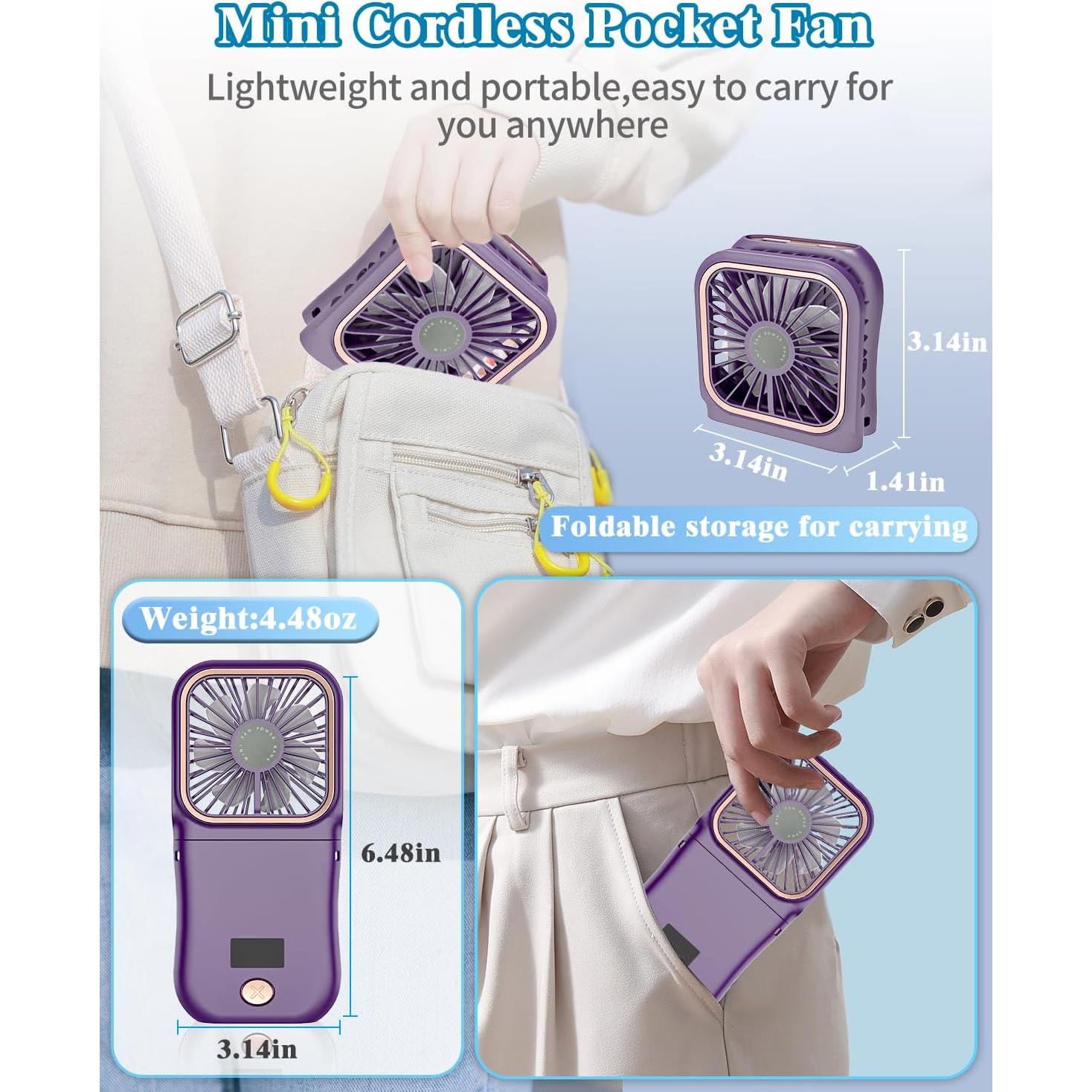 Ventilador Portátil Recargable AJGJF Mini 3 Velocidades 180°