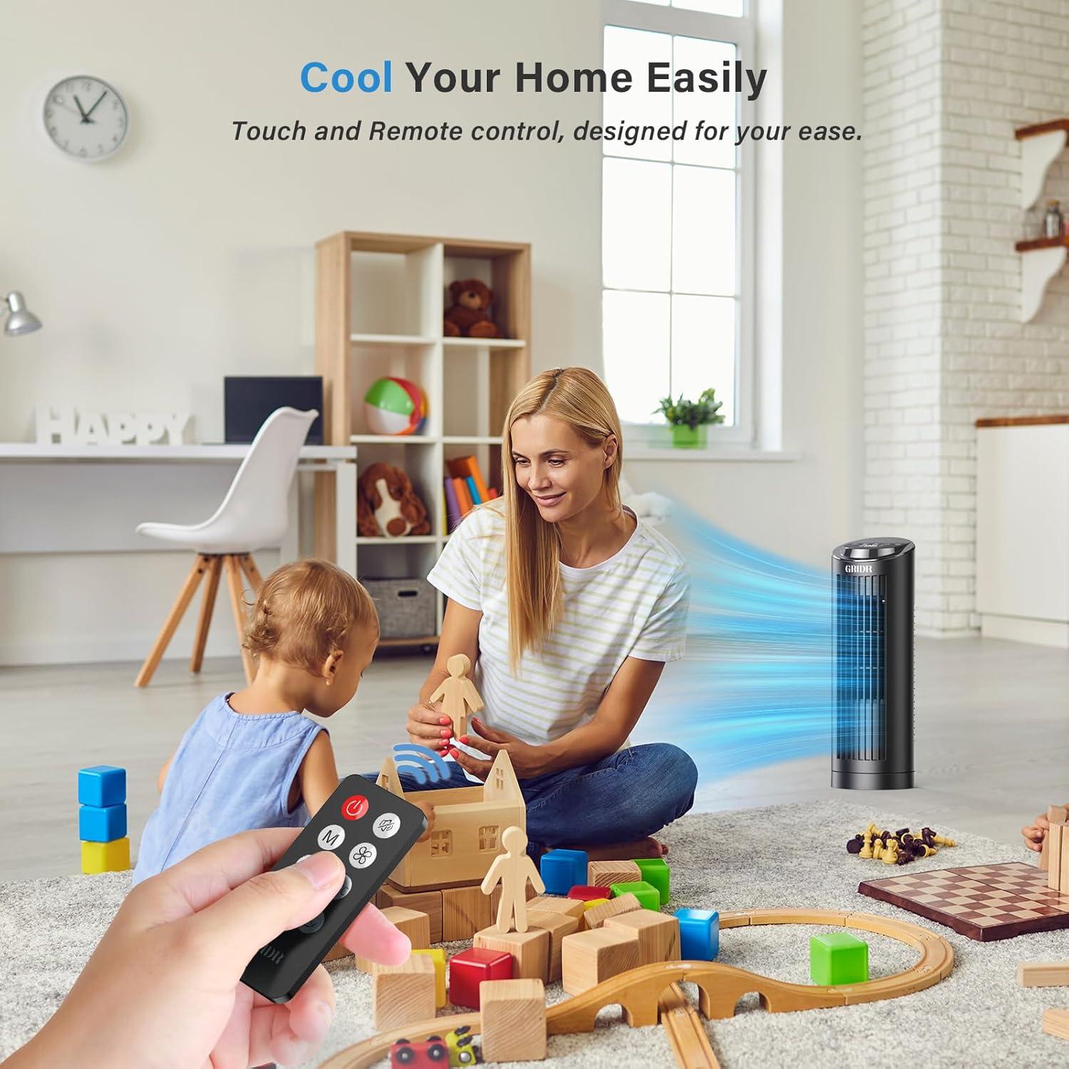 Ventilador de Torre Sin Aspas GRIDR FTS006R 33 cm Oscilante