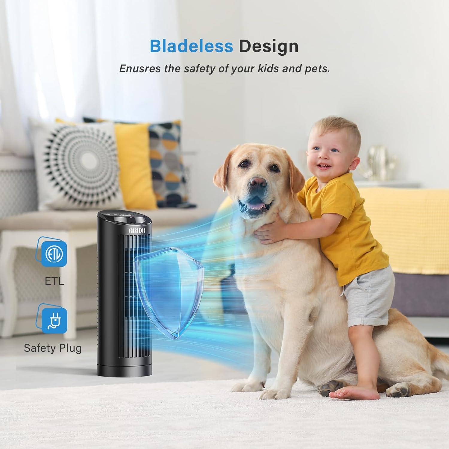 Ventilador de Torre Sin Aspas GRIDR FTS006R 33 cm Oscilante