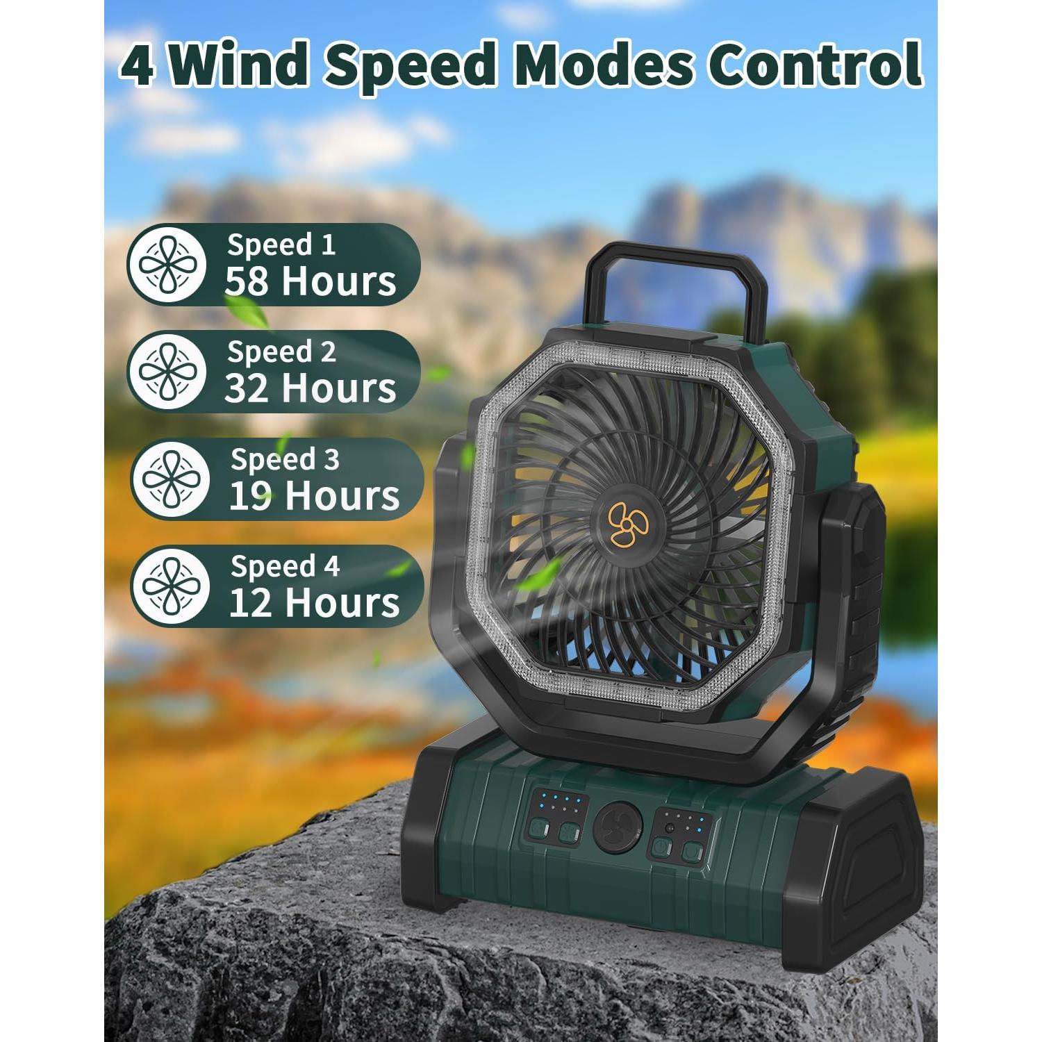 Ventilador de Camping ADUST F6 Recargable 20000mAh Oscilante