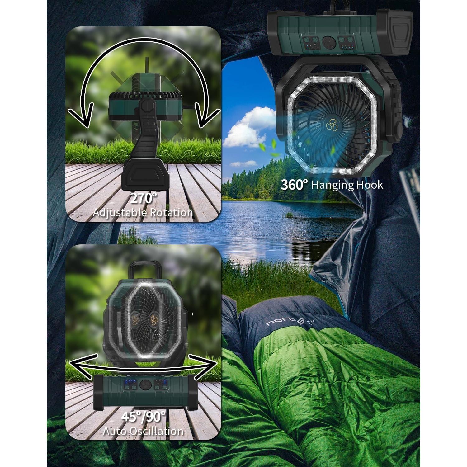 Ventilador de Camping ADUST F6 Recargable 20000mAh Oscilante