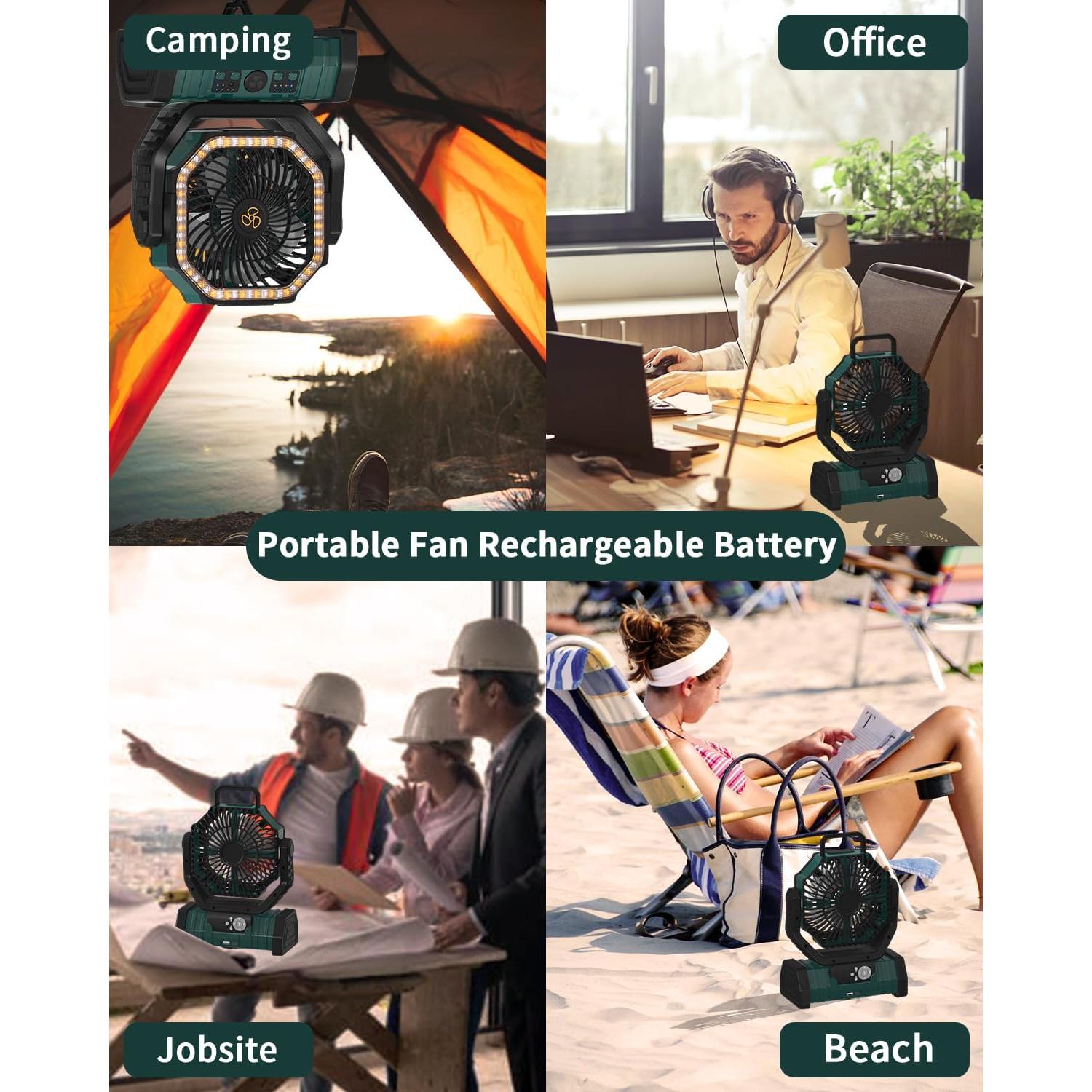 Ventilador de Camping ADUST F6 Recargable 20000mAh Oscilante