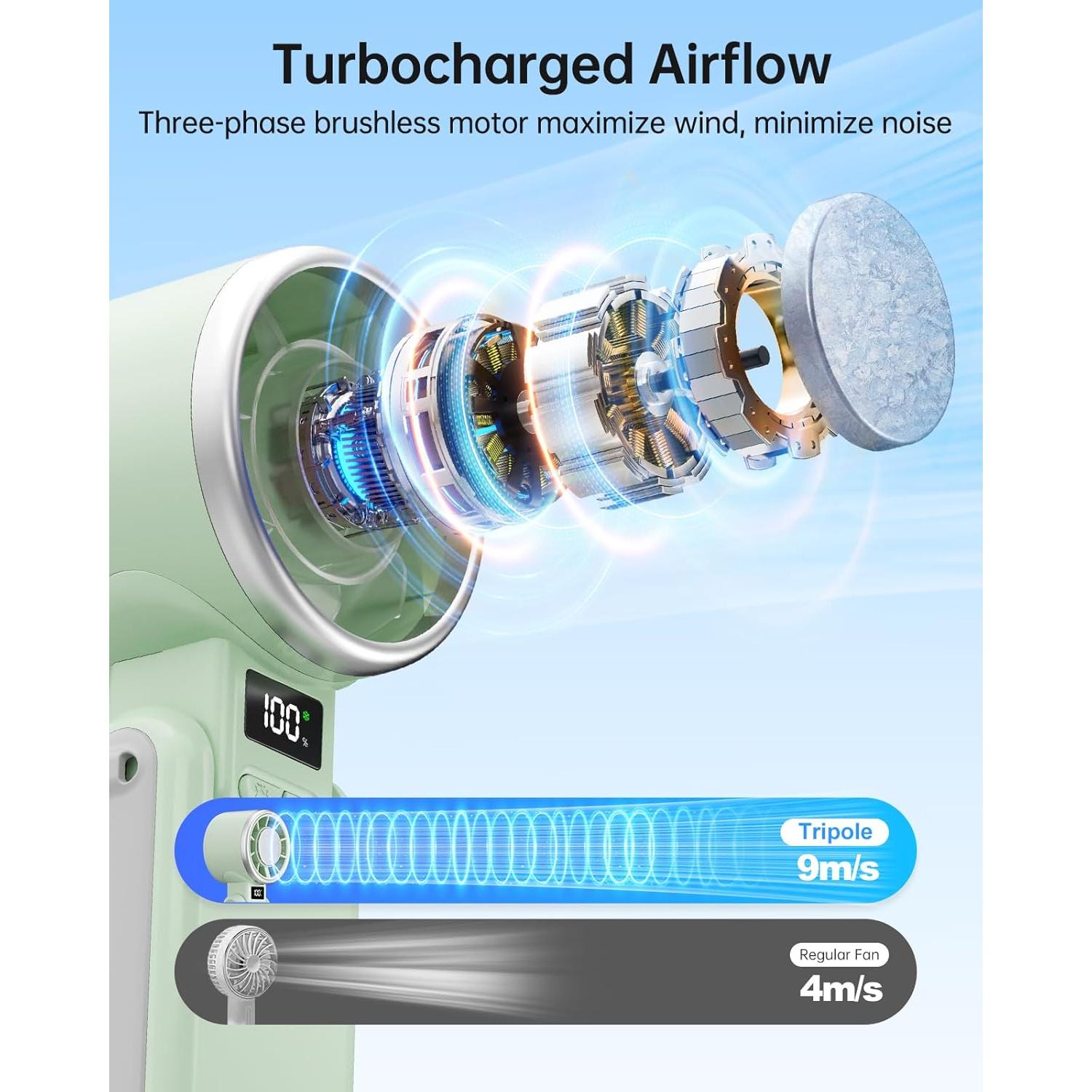 Ventilador Portátil TriPole 3 en 1 con Enfriamiento por Hielo