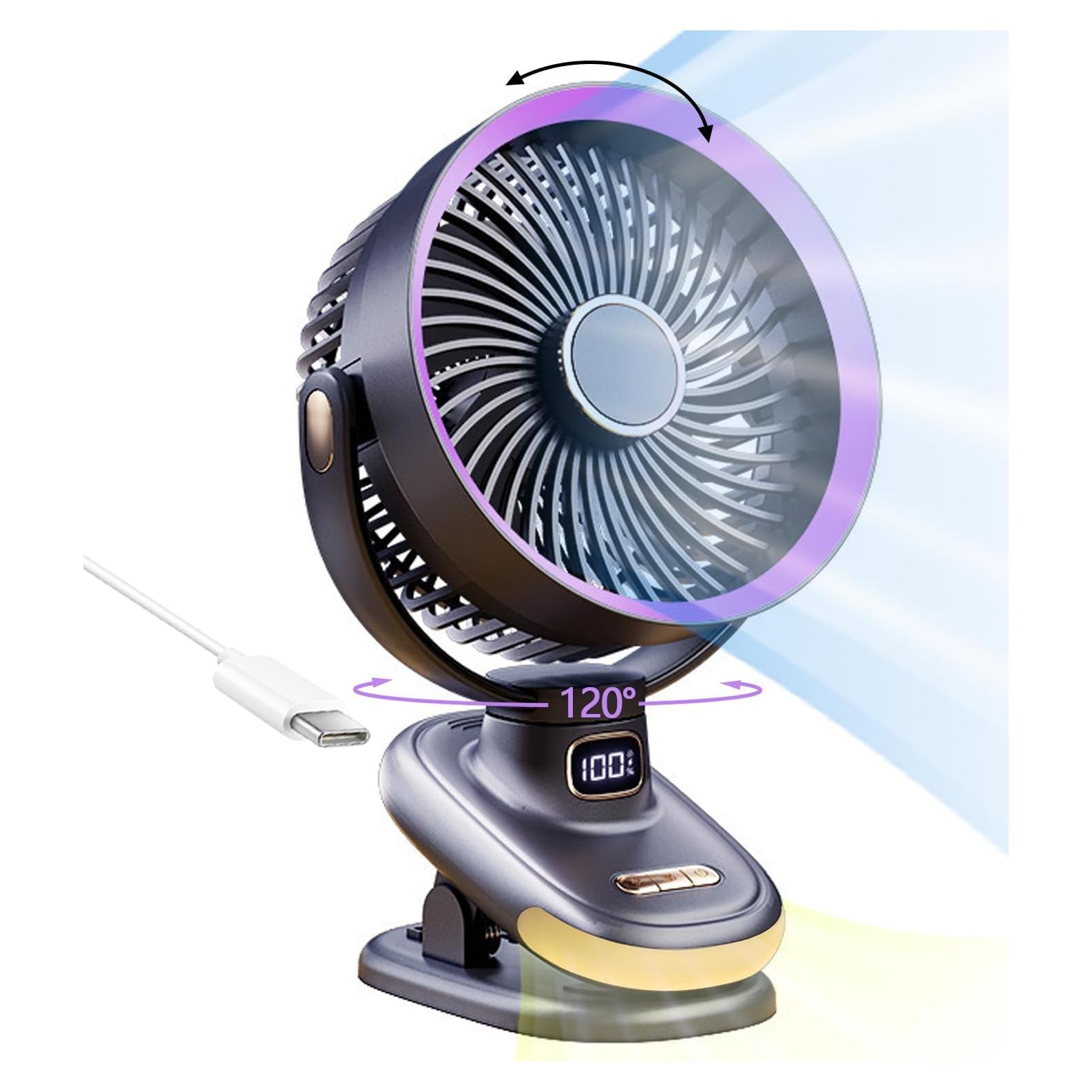 Ventilador de mesa recargable Earthuses gris 5 velocidades