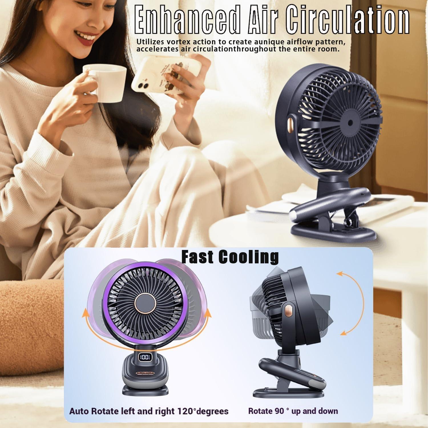 Ventilador de mesa recargable Earthuses gris 5 velocidades