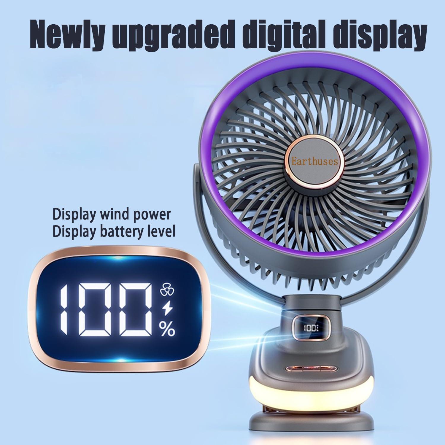 Ventilador de mesa recargable Earthuses gris 5 velocidades