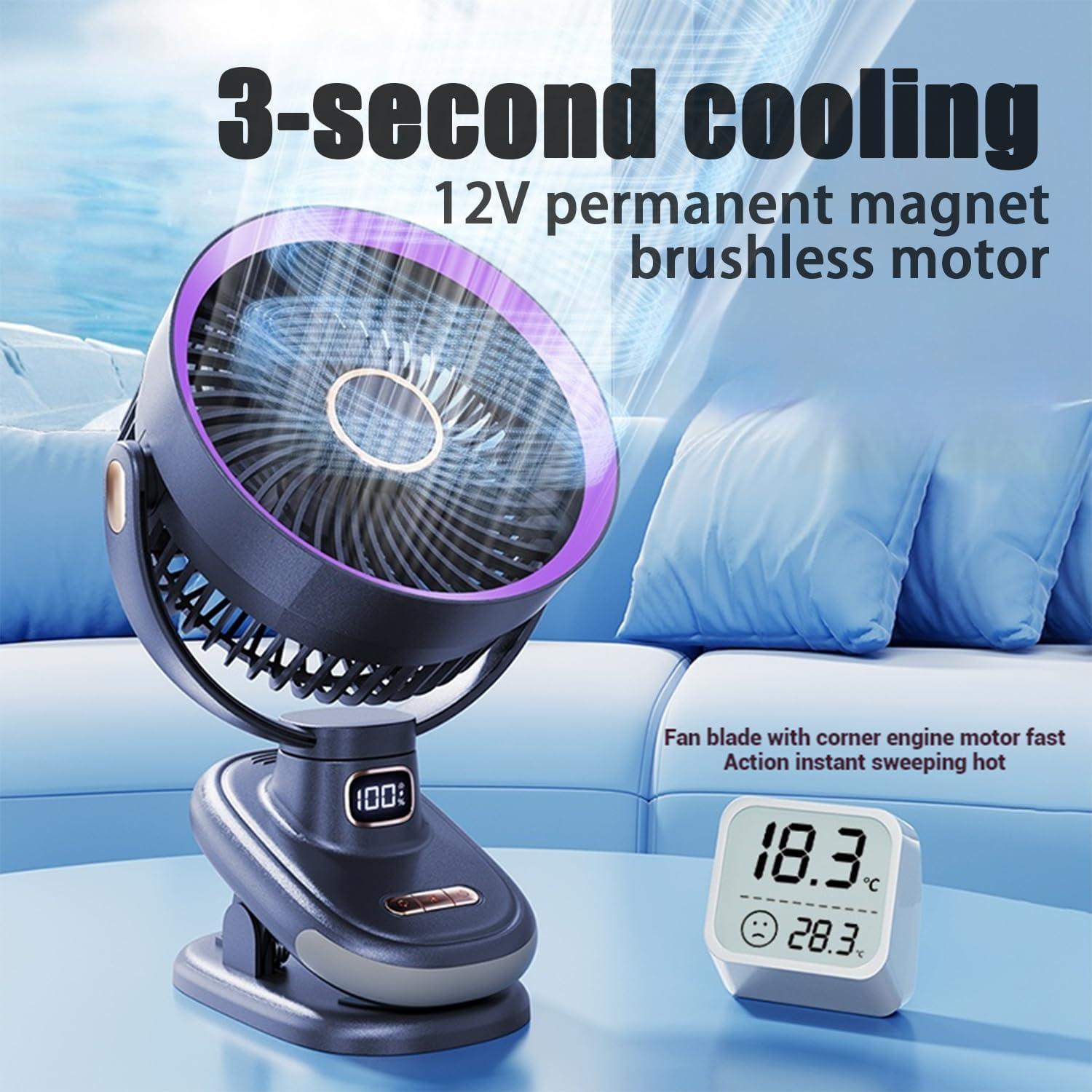 Ventilador de mesa recargable Earthuses gris 5 velocidades