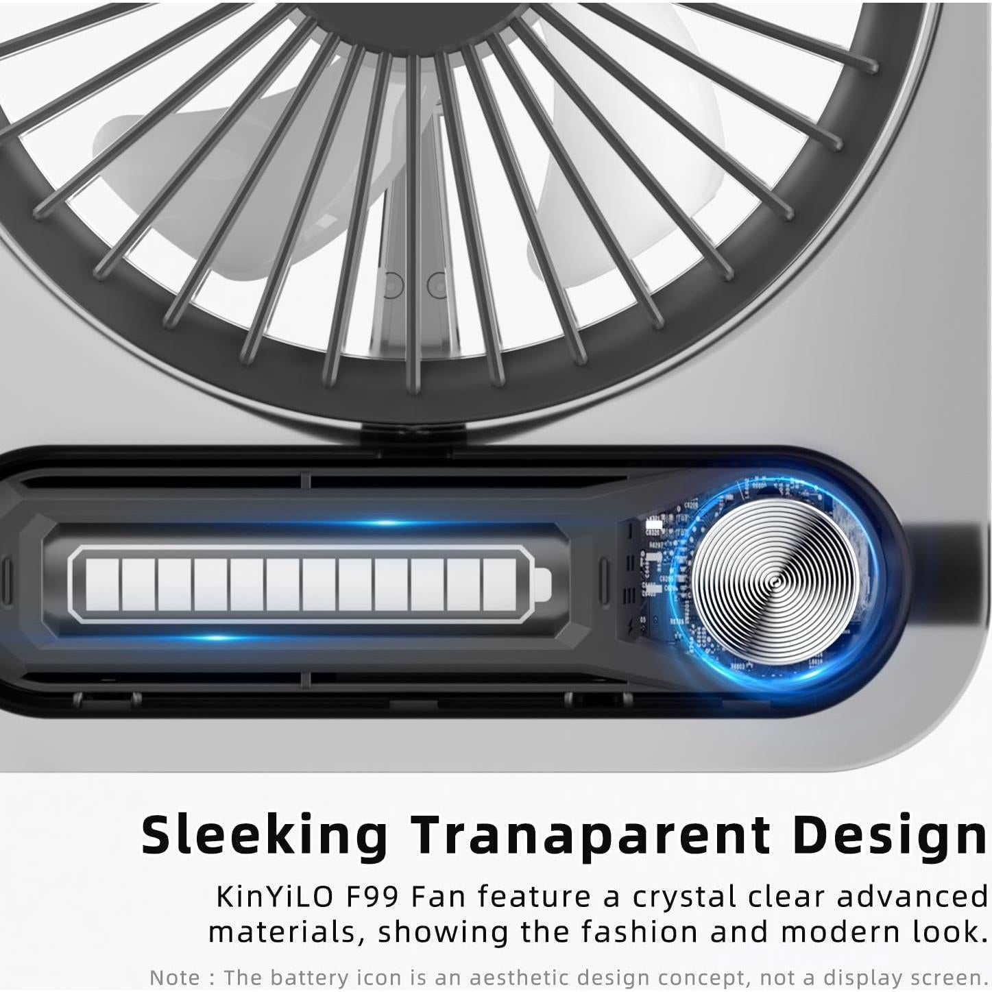 Ventilador de Escritorio KinYiLO Mini Silencioso Recargable 3000mAh