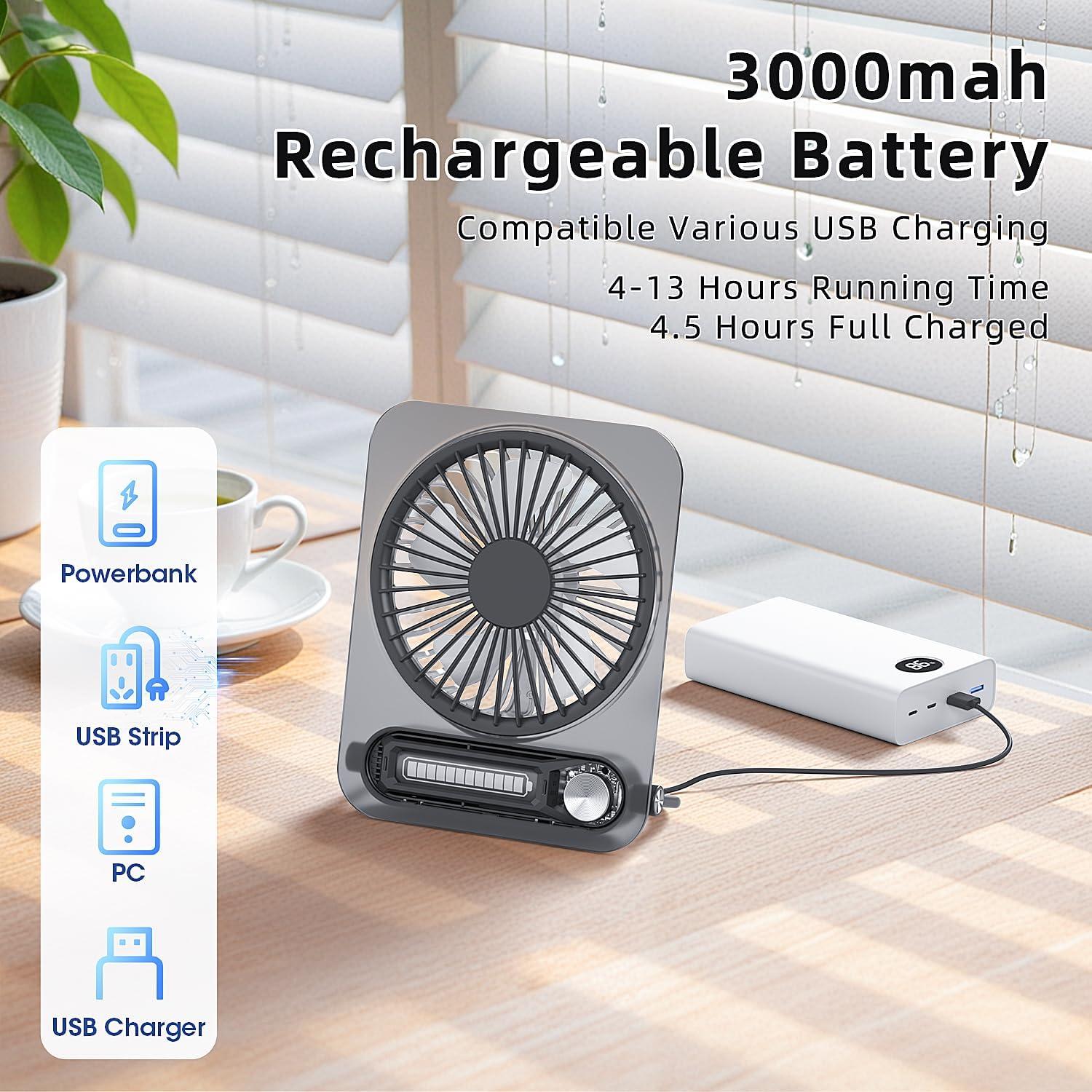 Ventilador de Escritorio KinYiLO Mini Silencioso Recargable 3000mAh