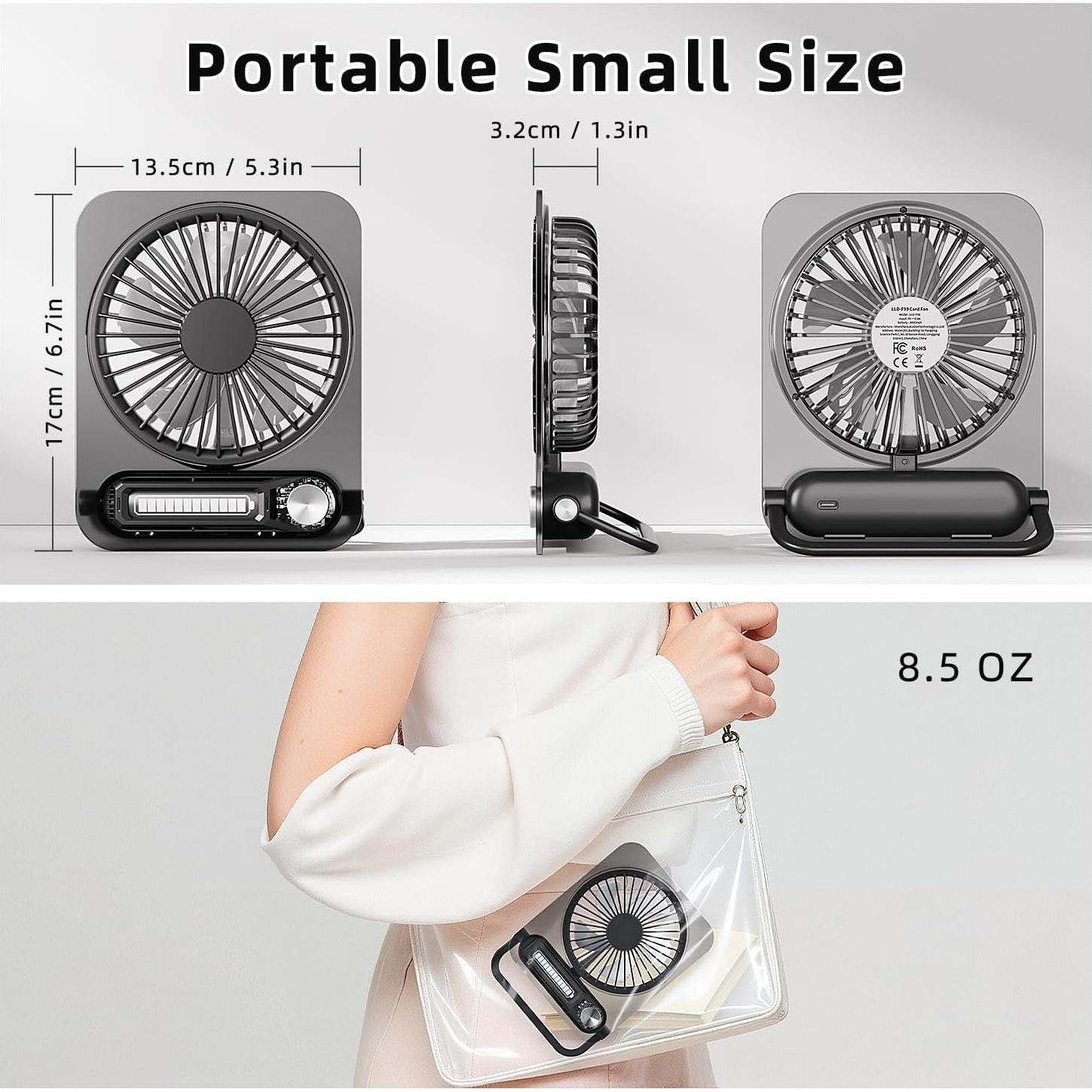 Ventilador de Escritorio KinYiLO Mini Silencioso Recargable 3000mAh