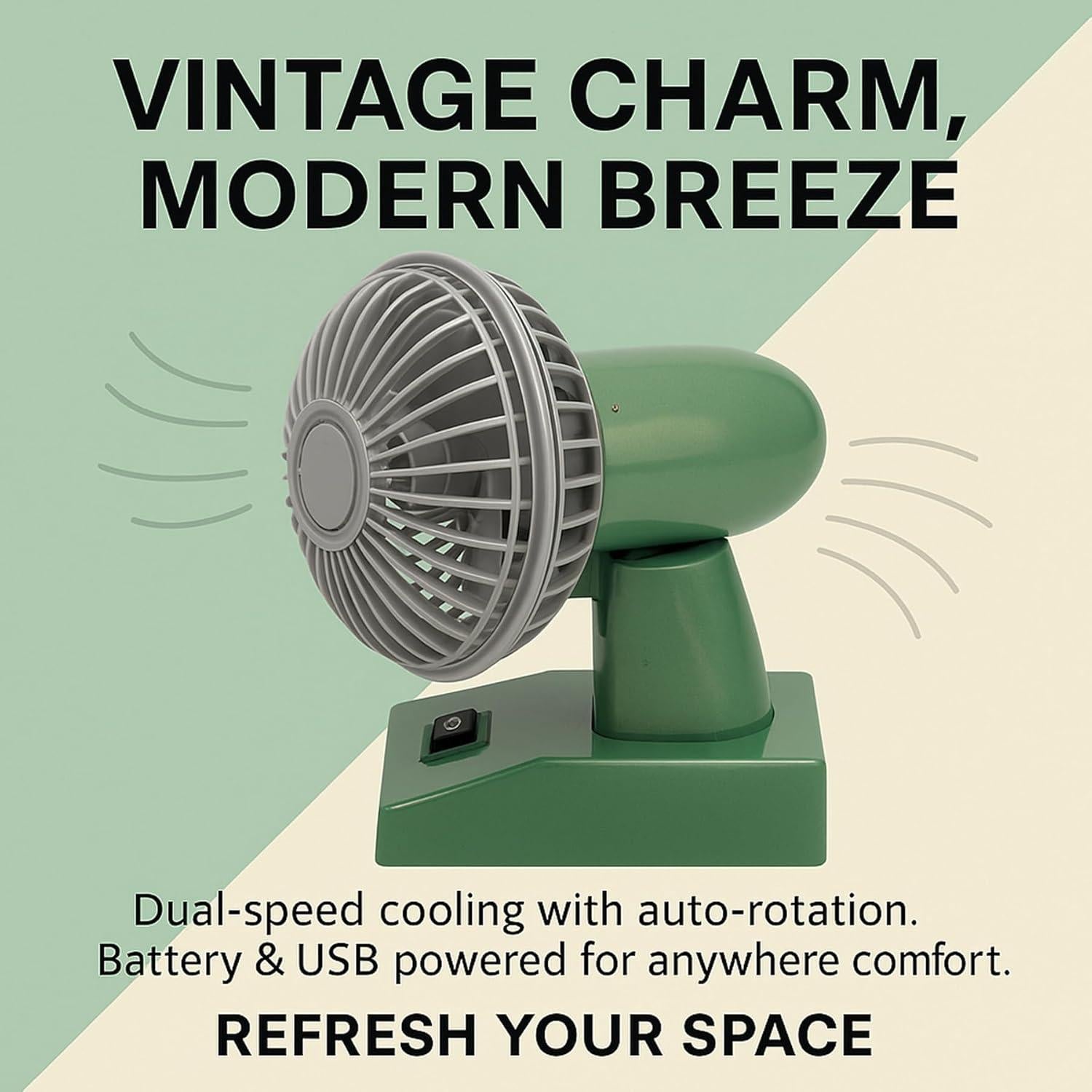 Ventilador de Escritorio Sourcingbay Vintage 10 cm Oscilante USB