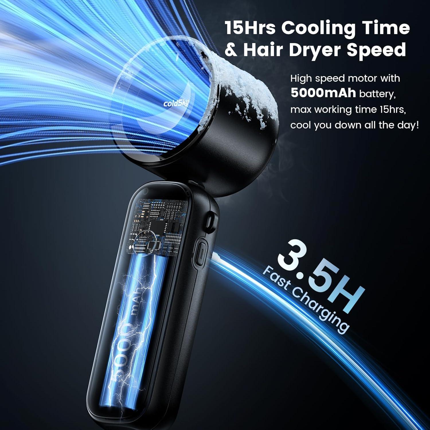 Ventilador Portátil Recargable coldSky YF08 5000mAh 6 Velocidades