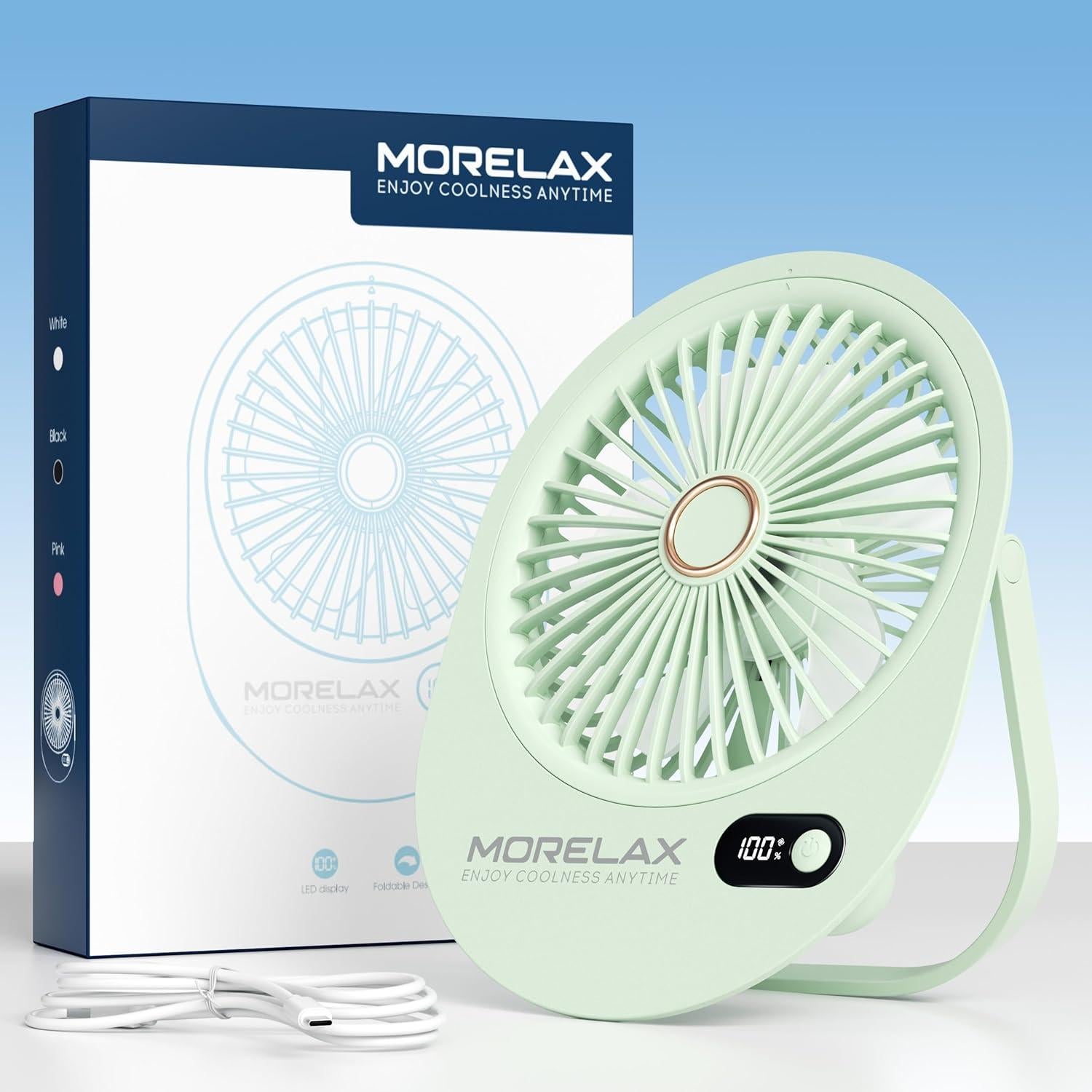 Ventilador de Mesa Portátil Morelax Mini Verde 6 Velocidades USB