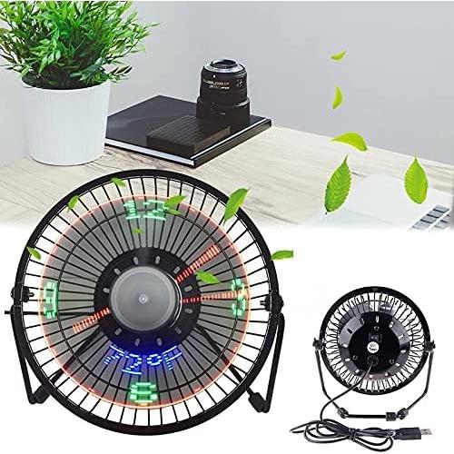Ventilador Mini LED USB TKUS con Pantalla de Temperatura 15cm