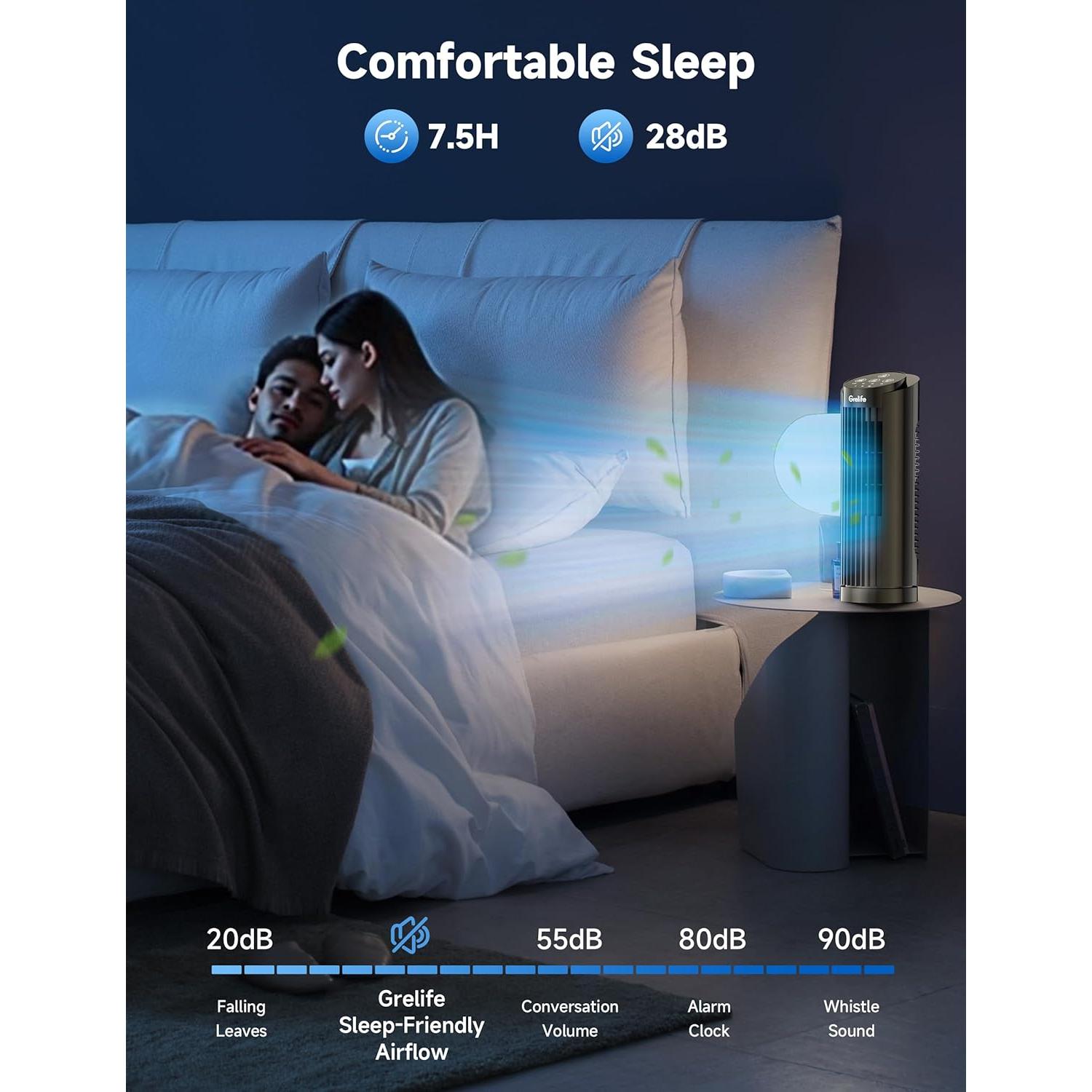 Ventilador de Torre Grelife TF-2202EB 38.4 cm Silencioso 30W