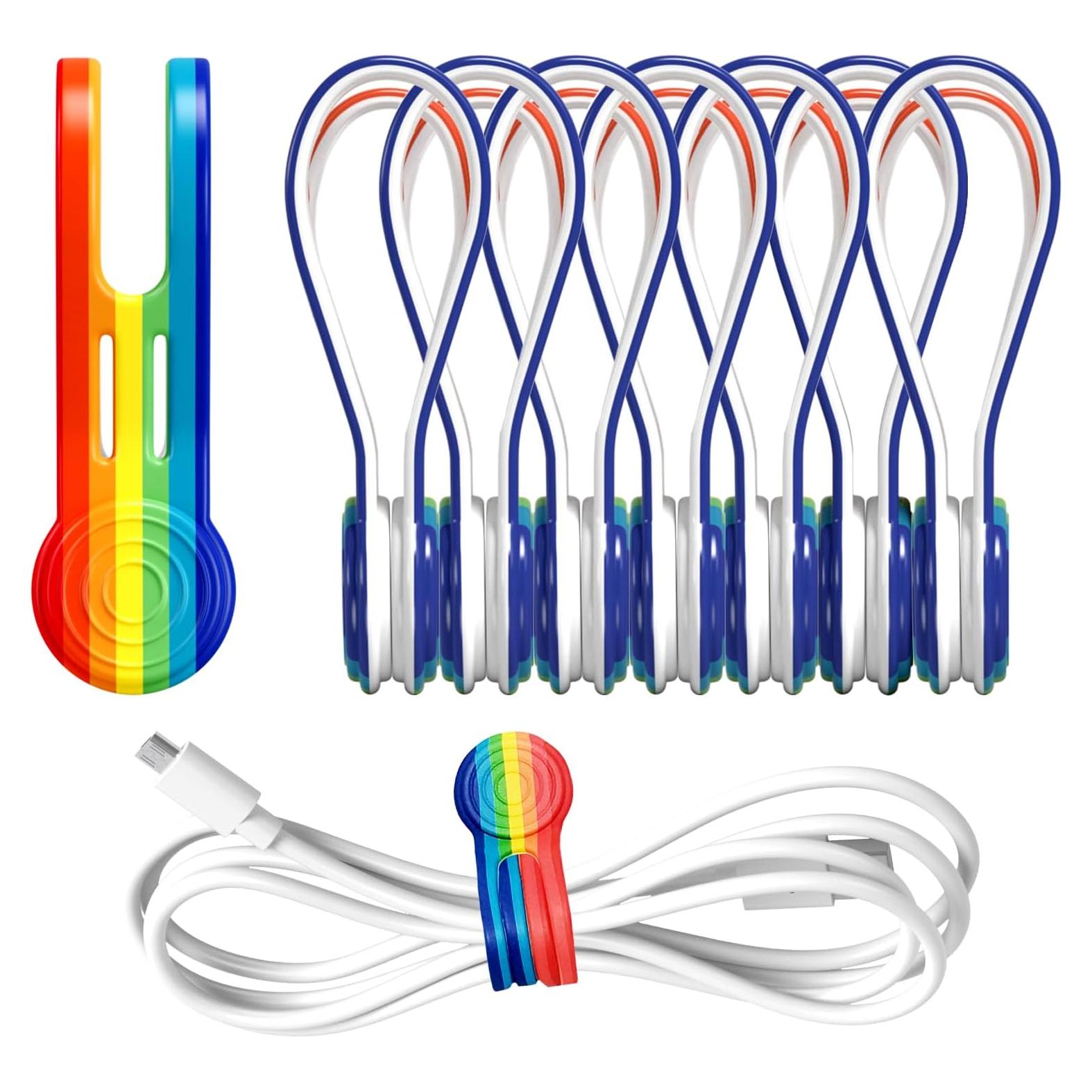 Sujetadores de Cables Magnéticos Kanemc 8 Pcs Silicona Arcoíris