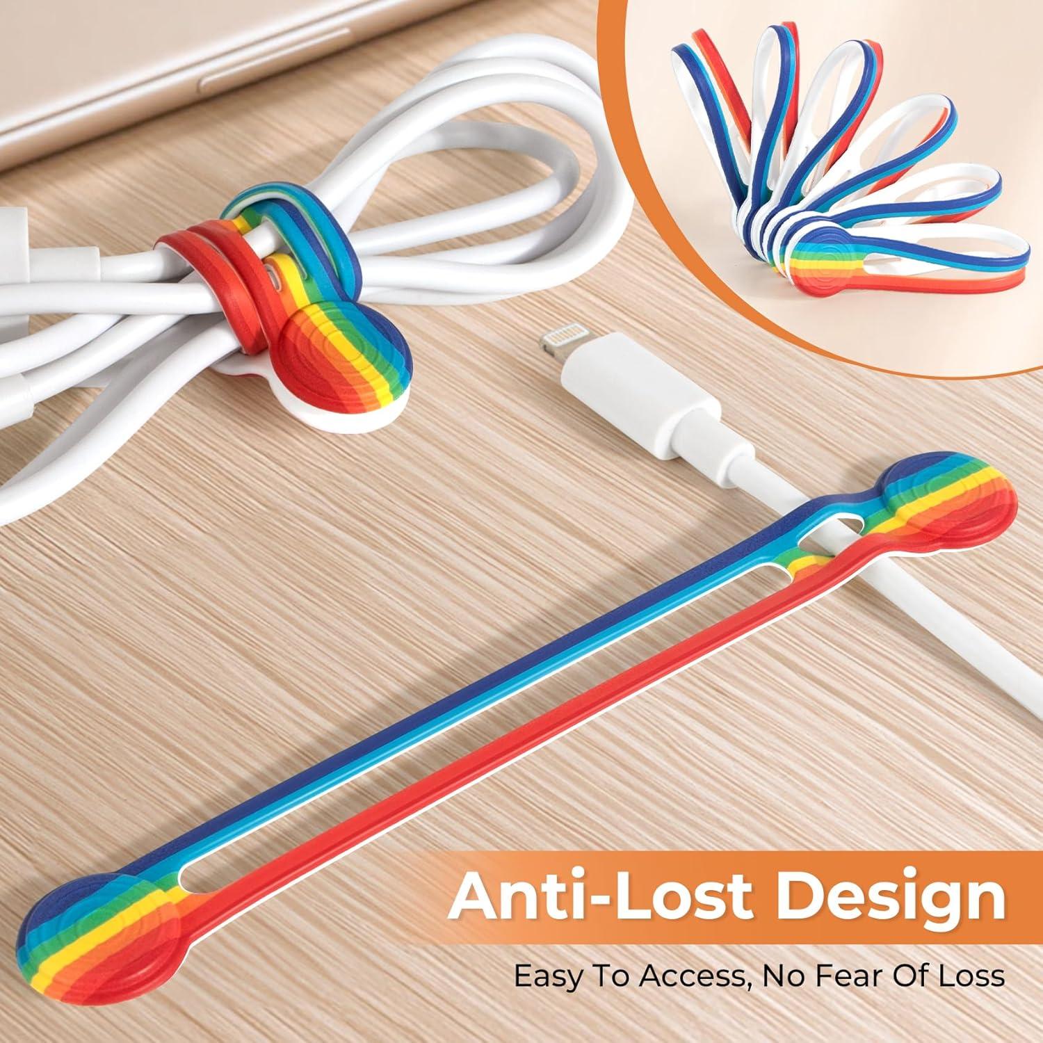 Sujetadores de Cables Magnéticos Kanemc 8 Pcs Silicona Arcoíris