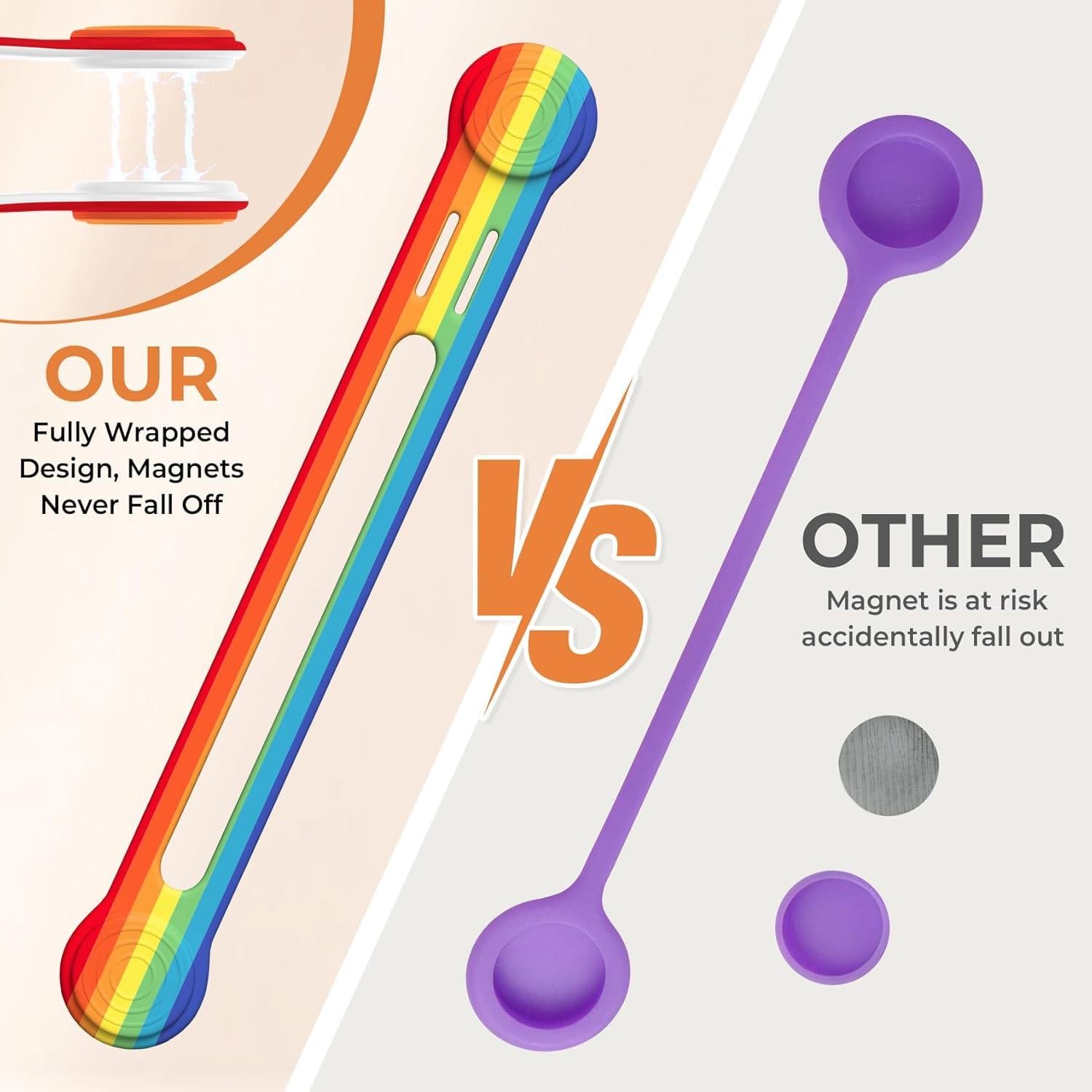 Sujetadores de Cables Magnéticos Kanemc 8 Pcs Silicona Arcoíris