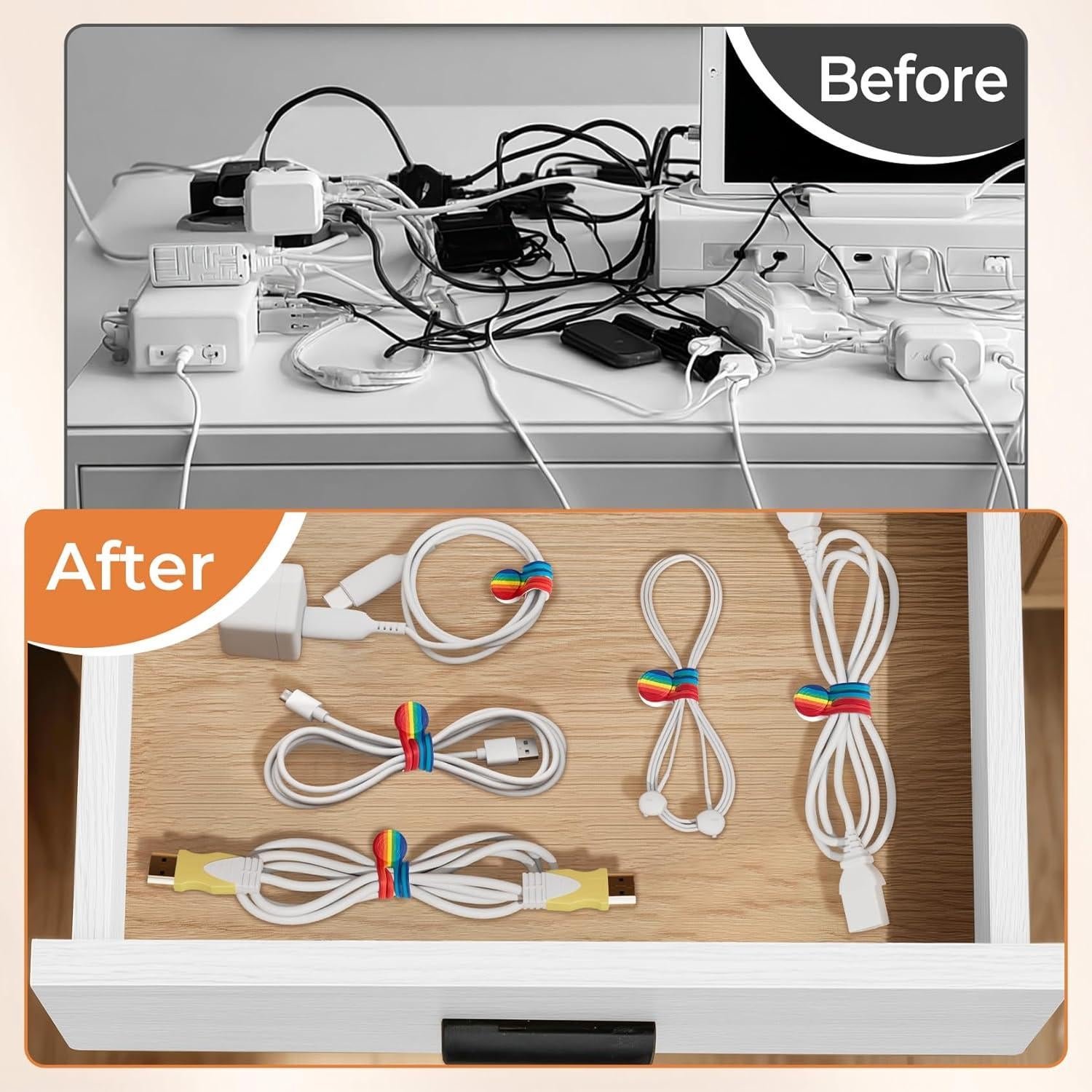 Sujetadores de Cables Magnéticos Kanemc 8 Pcs Silicona Arcoíris