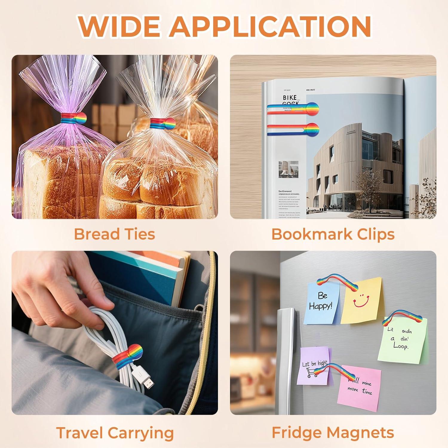 Sujetadores de Cables Magnéticos Kanemc 8 Pcs Silicona Arcoíris